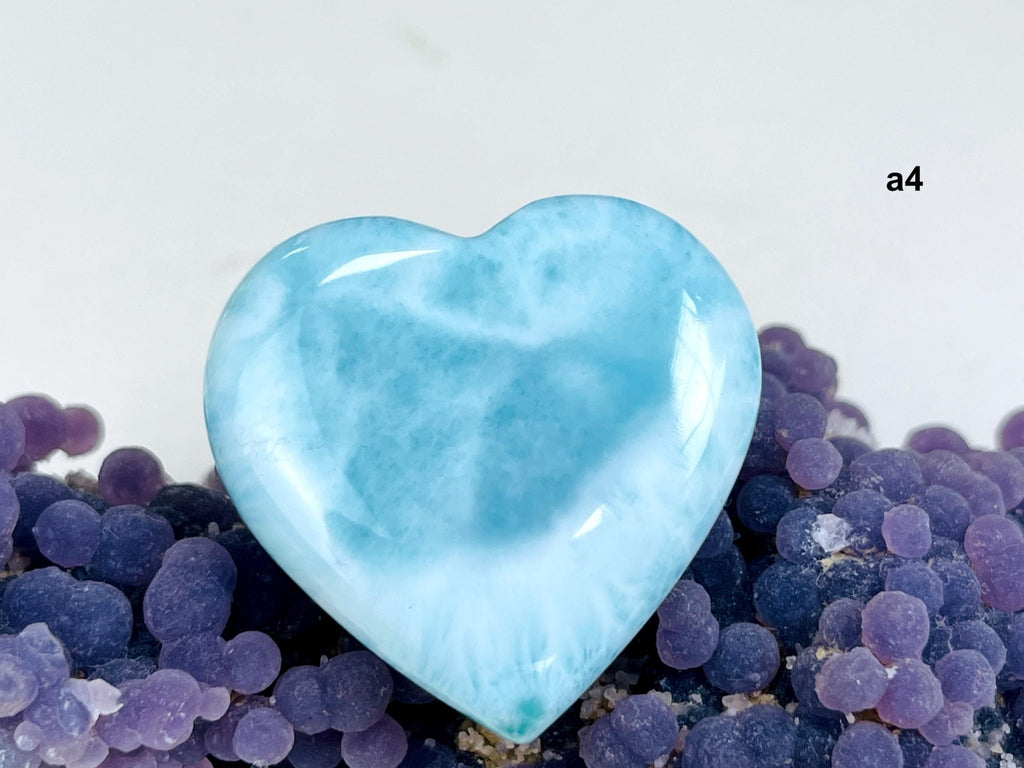 Larimar Heart, AAA Grade Natural Larimar Heart, 38-42mm -5 - Million Years Crystal