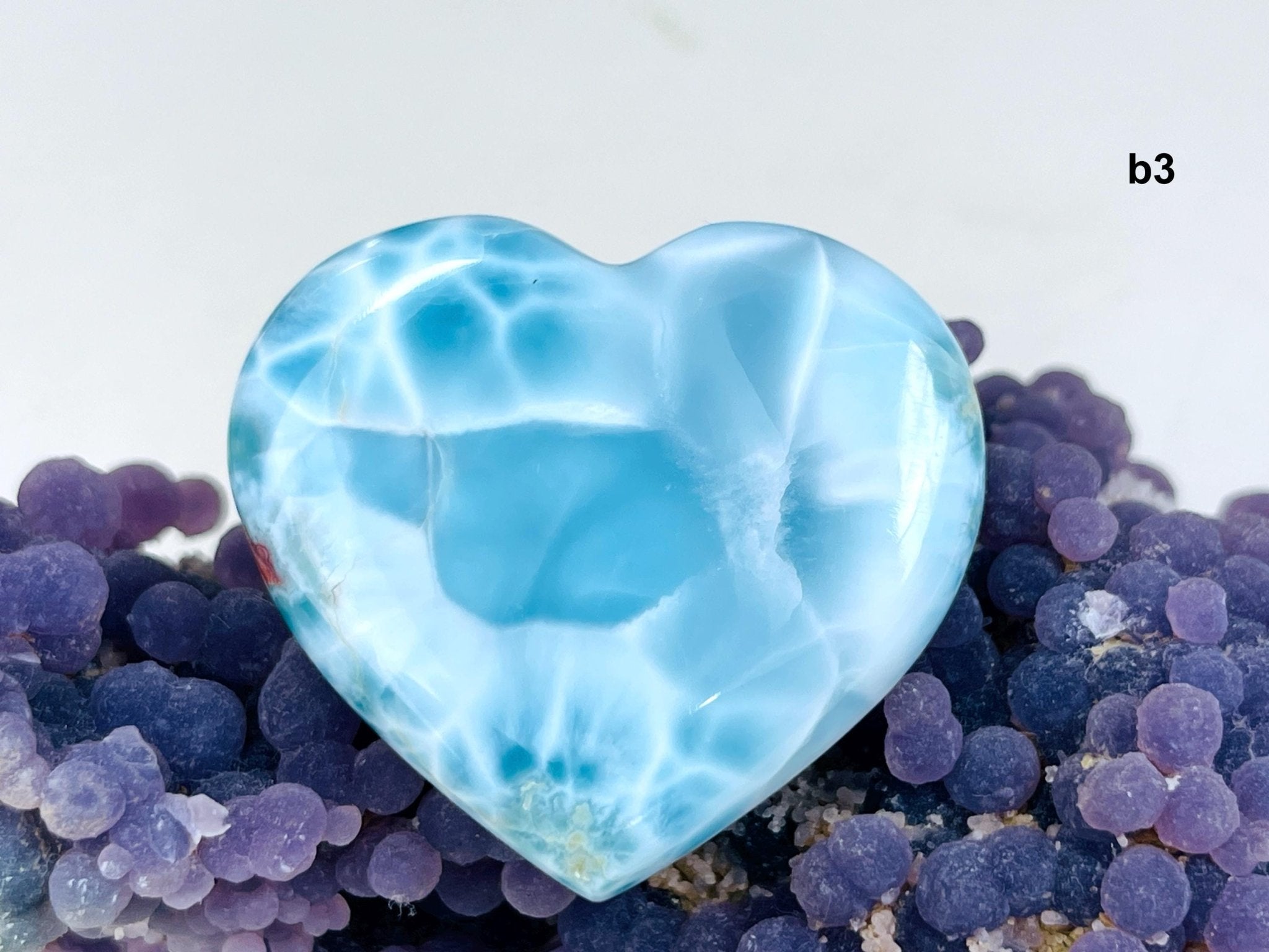 Larimar Heart, AAA Grade Natural Larimar Heart, 38-42mm -5 - Million Years Crystal
