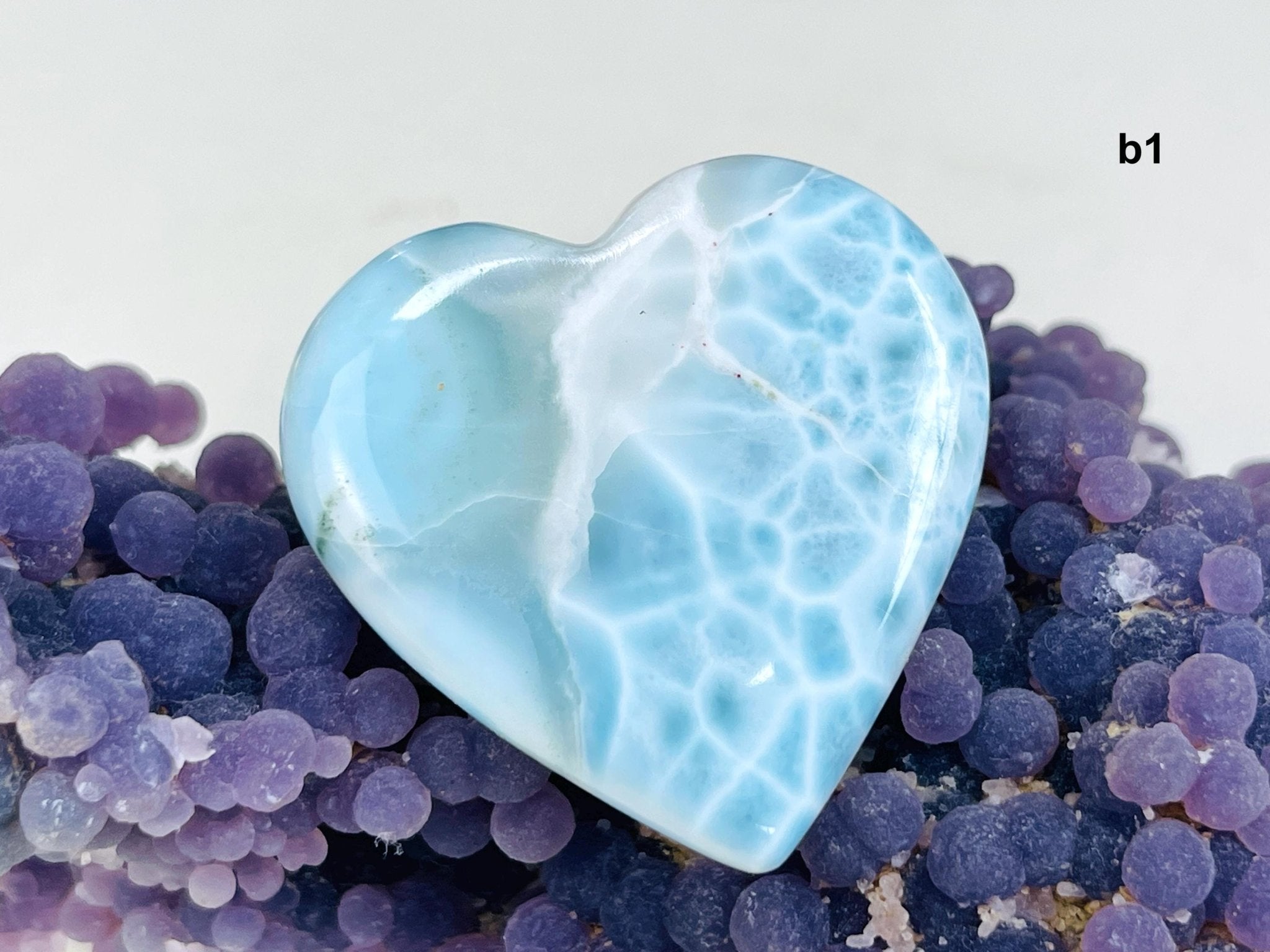 Larimar Heart, AAA Grade Natural Larimar Heart, 38-42mm -5 - Million Years Crystal