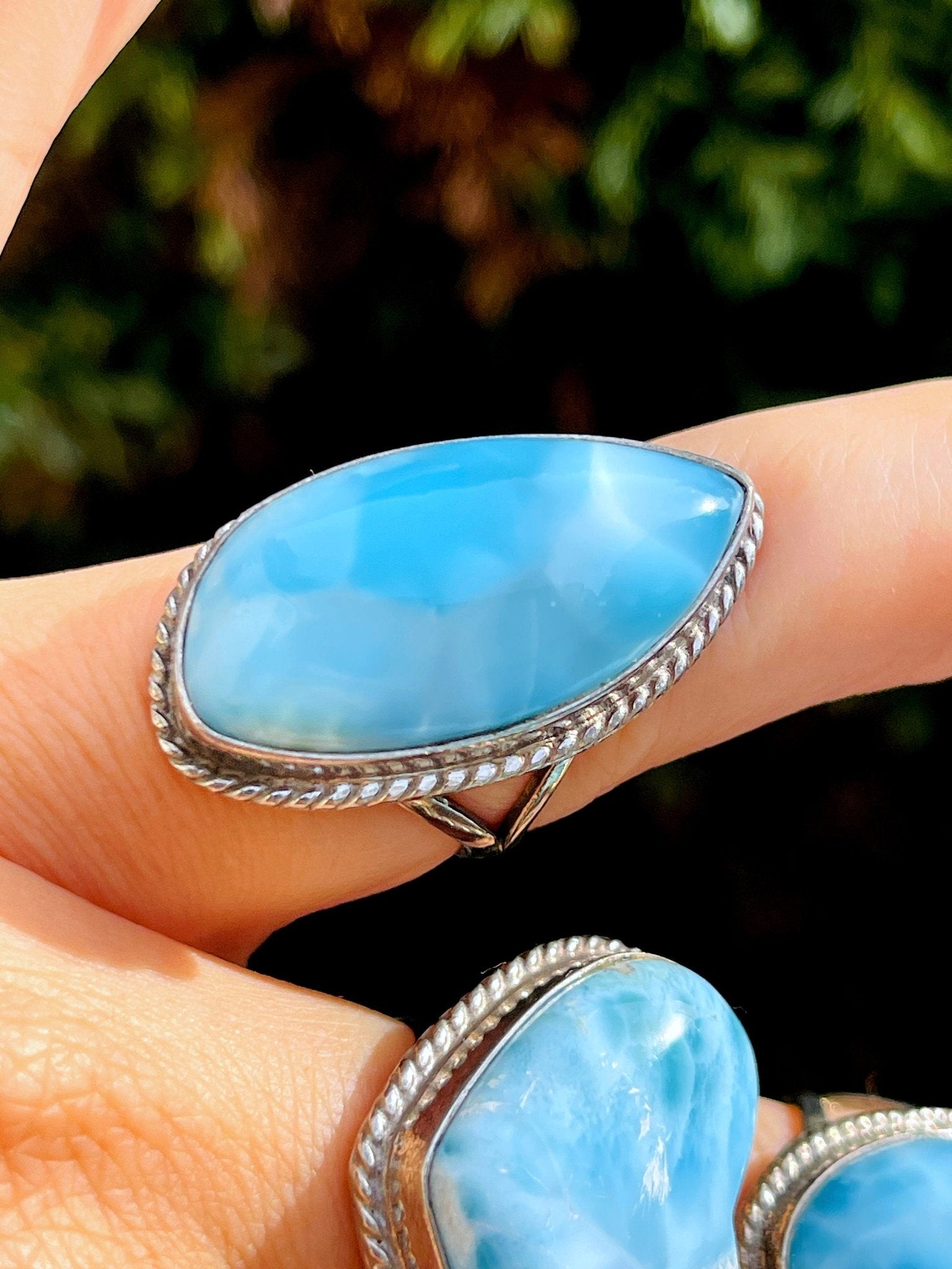 Larimar Ring, Large AAA+ Grade Natural Larimar 925 Silver Ring, High Quality Larimar, Larimar Jewllery DIY, Crystal Gift - Million Years Crystal