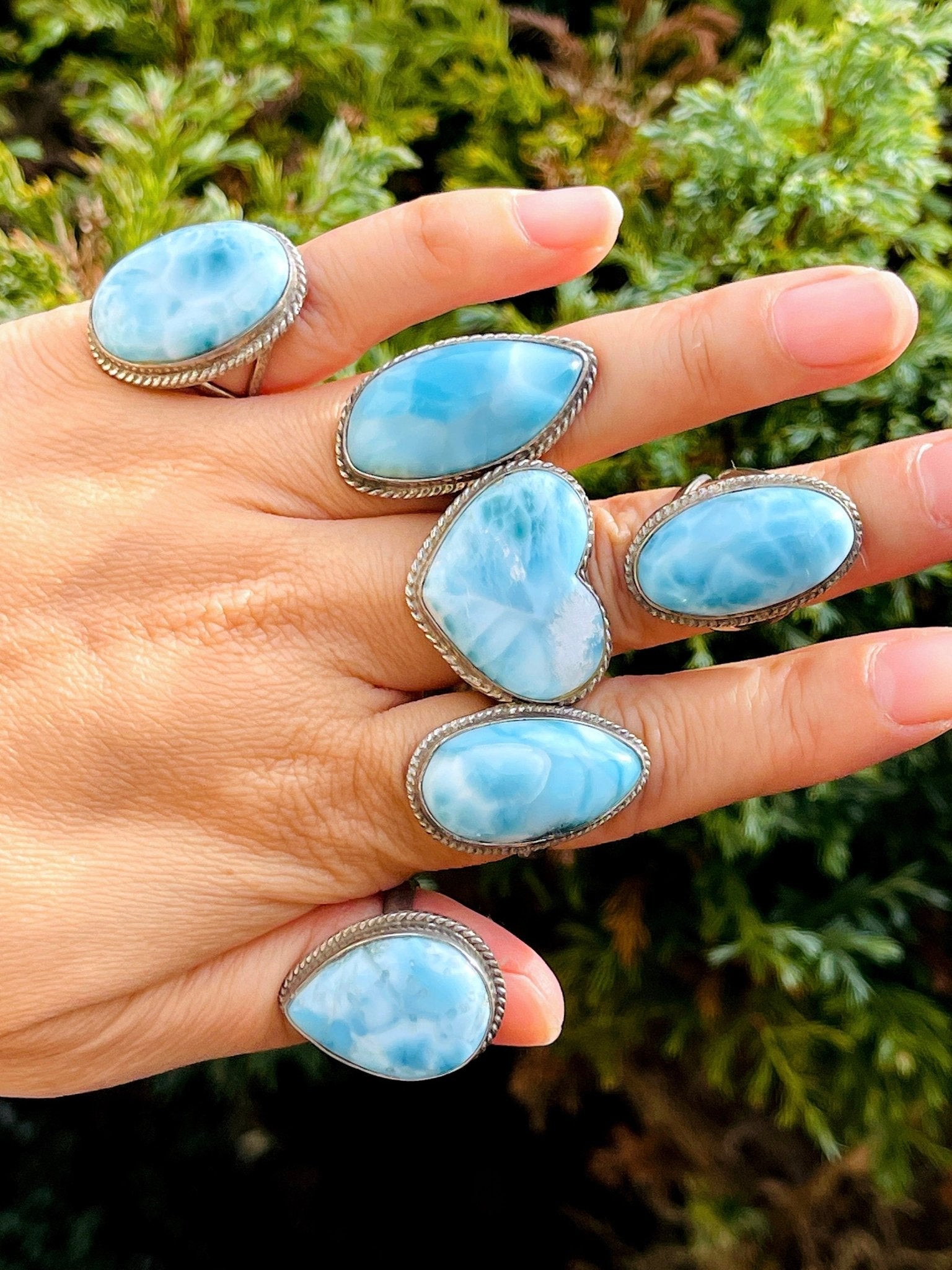 Larimar Ring, Large AAA+ Grade Natural Larimar 925 Silver Ring, High Quality Larimar, Larimar Jewllery DIY, Crystal Gift - Million Years Crystal