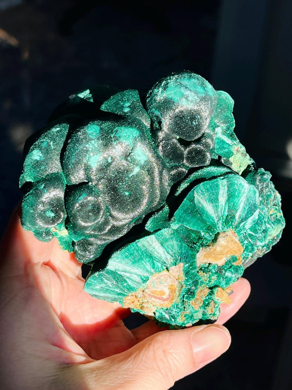 Malachite Specimen, 669g Unique Velvet Cat eye Malachite, Rare Malachite Specimen, Raw Malachite Specimen, Crystal Gift, Unique Gift - Million Years Crystal