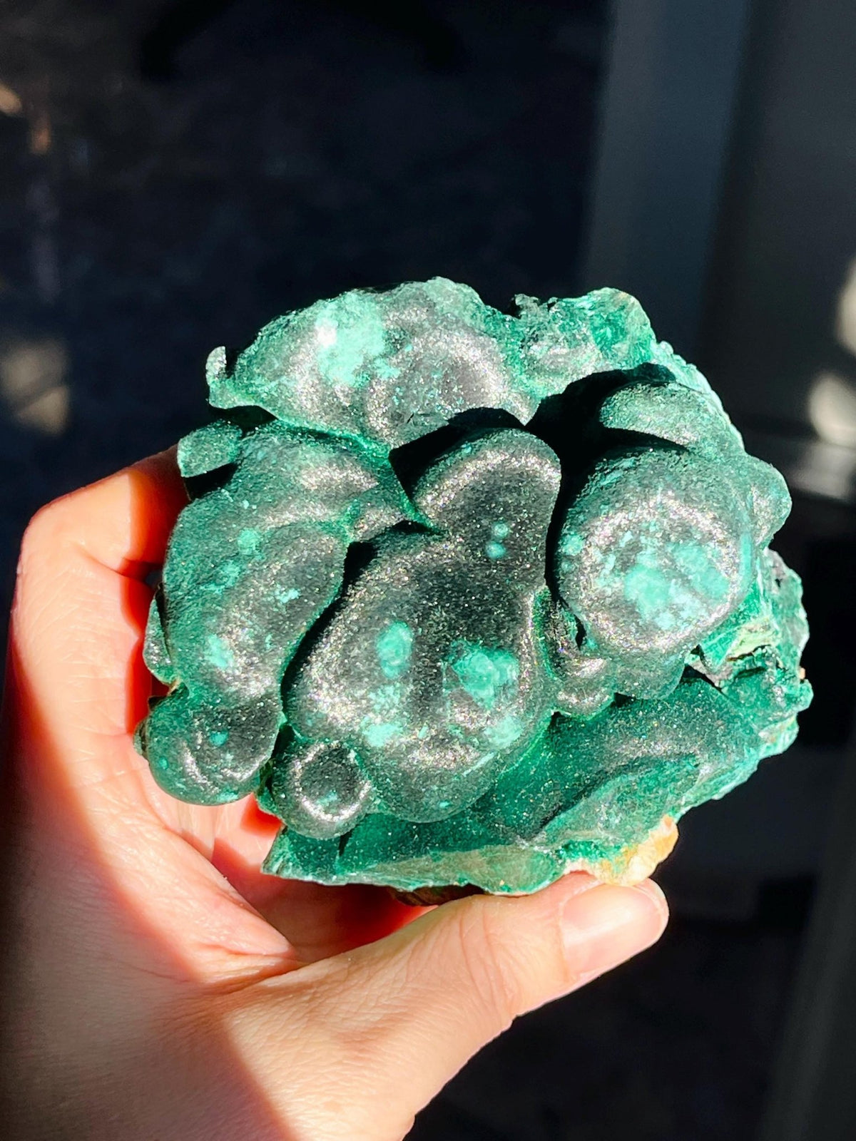 Malachite Specimen, 669g Unique Velvet Cat eye Malachite, Rare Malachite Specimen, Raw Malachite Specimen, Crystal Gift, Unique Gift - Million Years Crystal