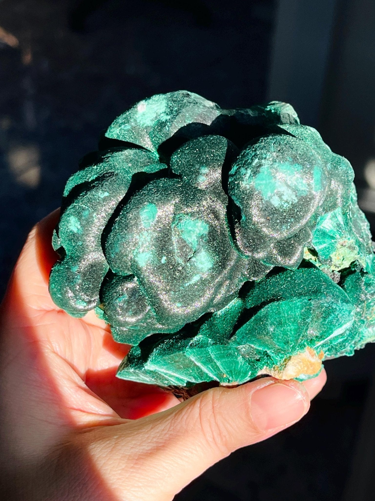 Malachite Specimen, 669g Unique Velvet Cat eye Malachite, Rare Malachite Specimen, Raw Malachite Specimen, Crystal Gift, Unique Gift - Million Years Crystal