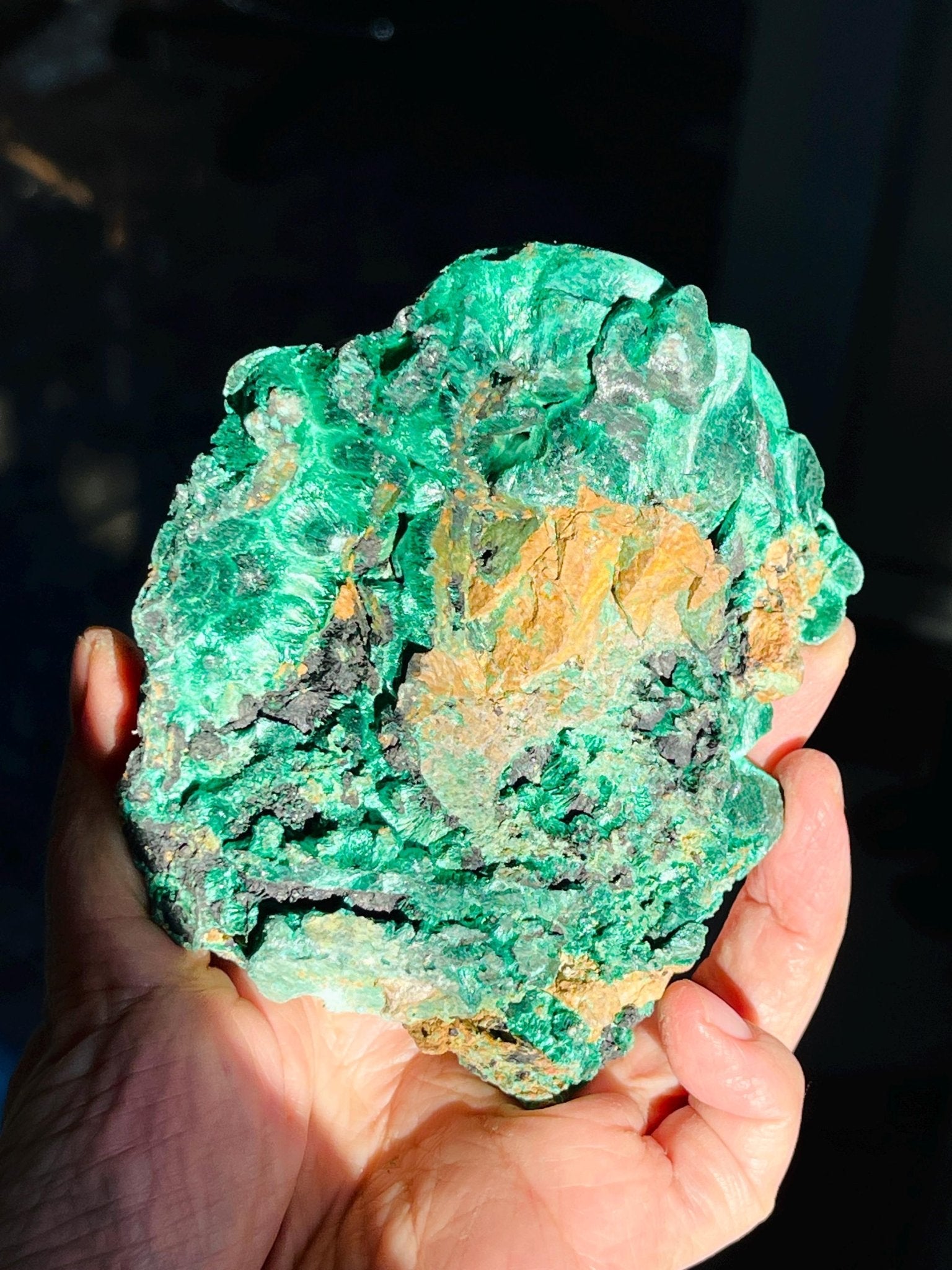 Malachite Specimen, 669g Unique Velvet Cat eye Malachite, Rare Malachite Specimen, Raw Malachite Specimen, Crystal Gift, Unique Gift - Million Years Crystal