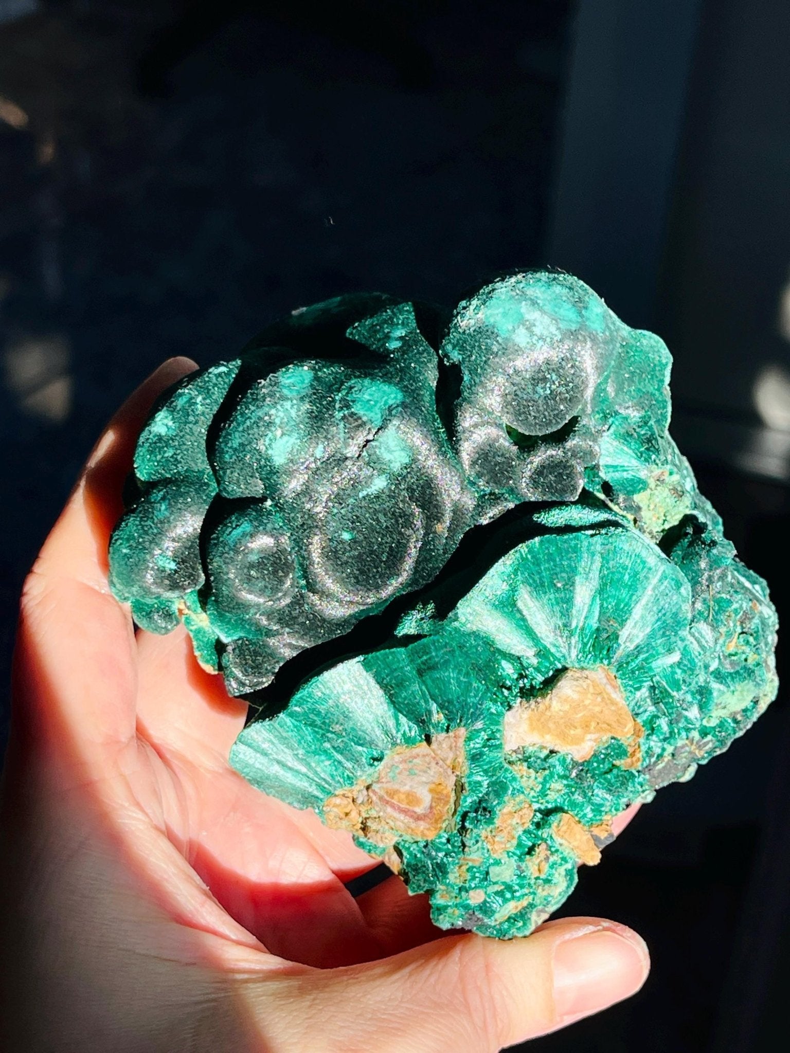 Malachite Specimen, 669g Unique Velvet Cat eye Malachite, Rare Malachite Specimen, Raw Malachite Specimen, Crystal Gift, Unique Gift - Million Years Crystal