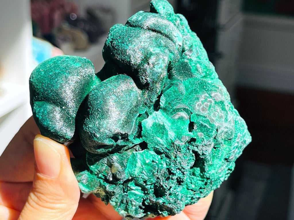 Malachite Specimen, Unique Velvet Cat eye Malachite, Rare Malachite Specimen, Raw Malachite Specimen, Crystal Gift, Unique Gift - Million Years Crystal