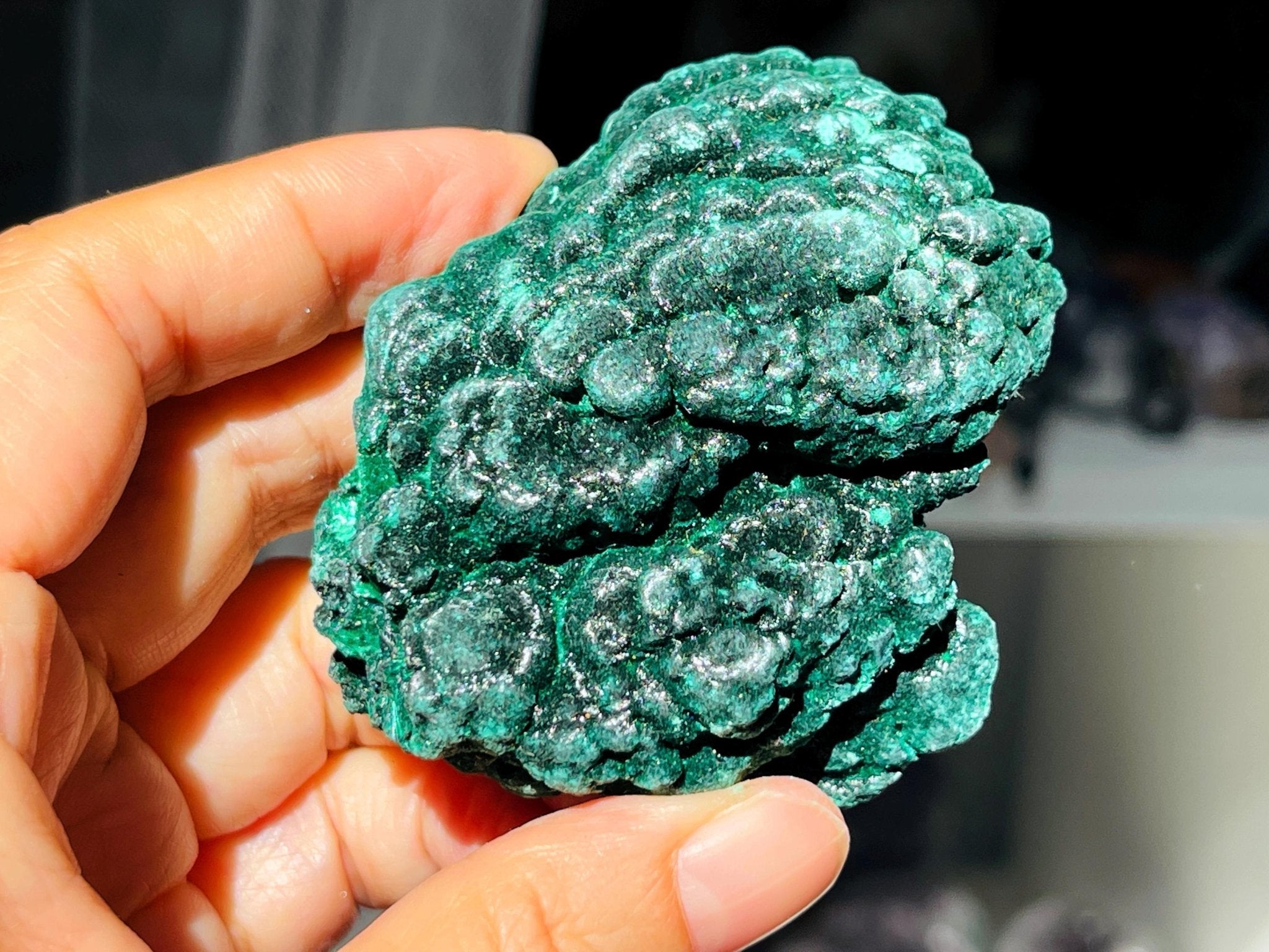 Malachite Specimen, Unique Velvet Cat eye Malachite, Rare Malachite Specimen, Raw Malachite Specimen, Crystal Gift, Unique Gift - Million Years Crystal