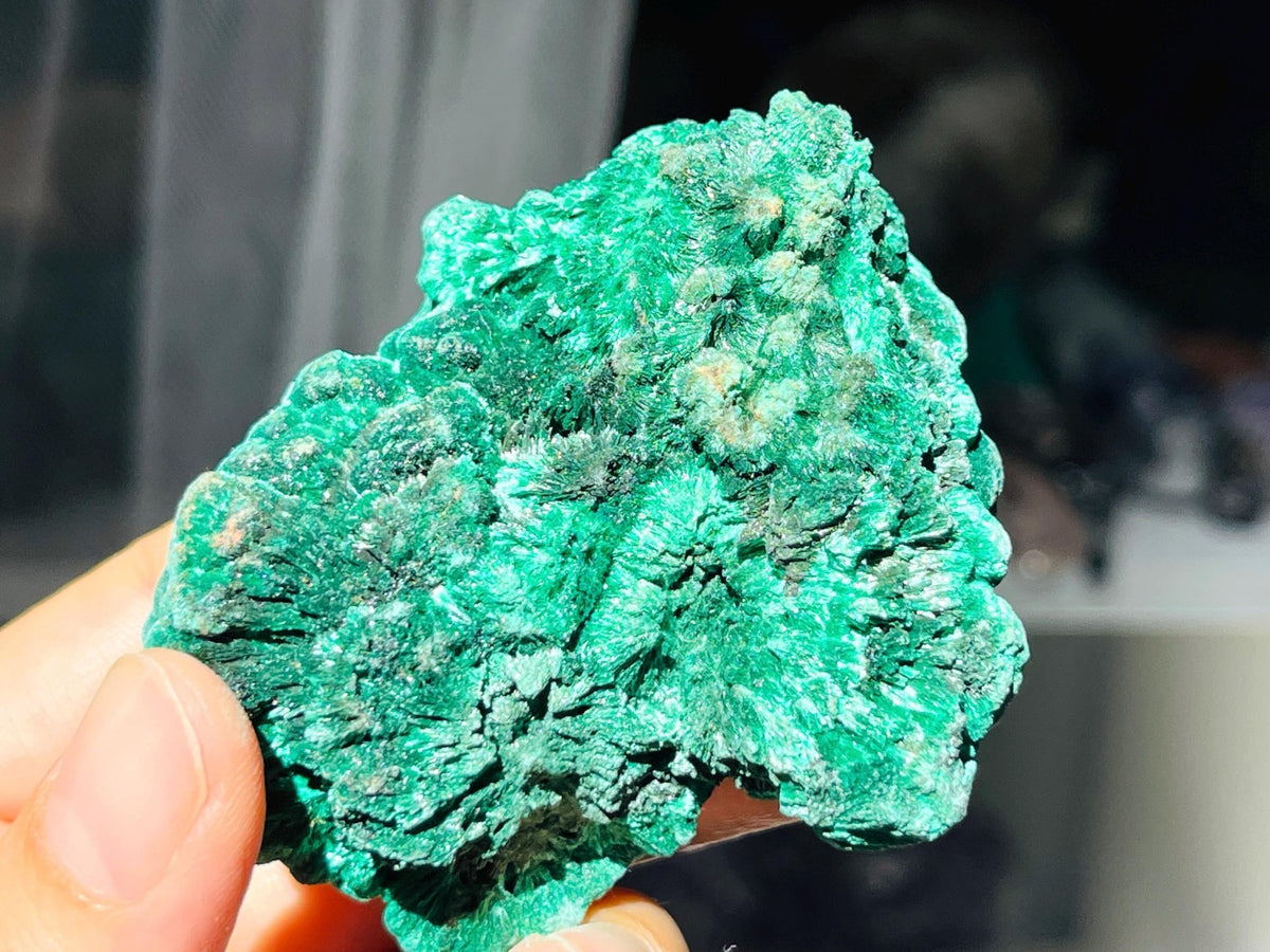 Malachite Specimen, Unique Velvet Cat eye Malachite, Rare Malachite Specimen, Raw Malachite Specimen, Crystal Gift, Unique Gift - Million Years Crystal
