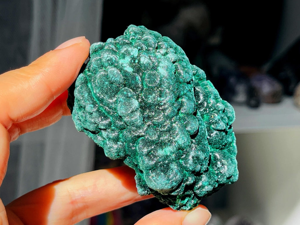 Malachite Specimen, Unique Velvet Cat eye Malachite, Rare Malachite Specimen, Raw Malachite Specimen, Crystal Gift, Unique Gift - Million Years Crystal
