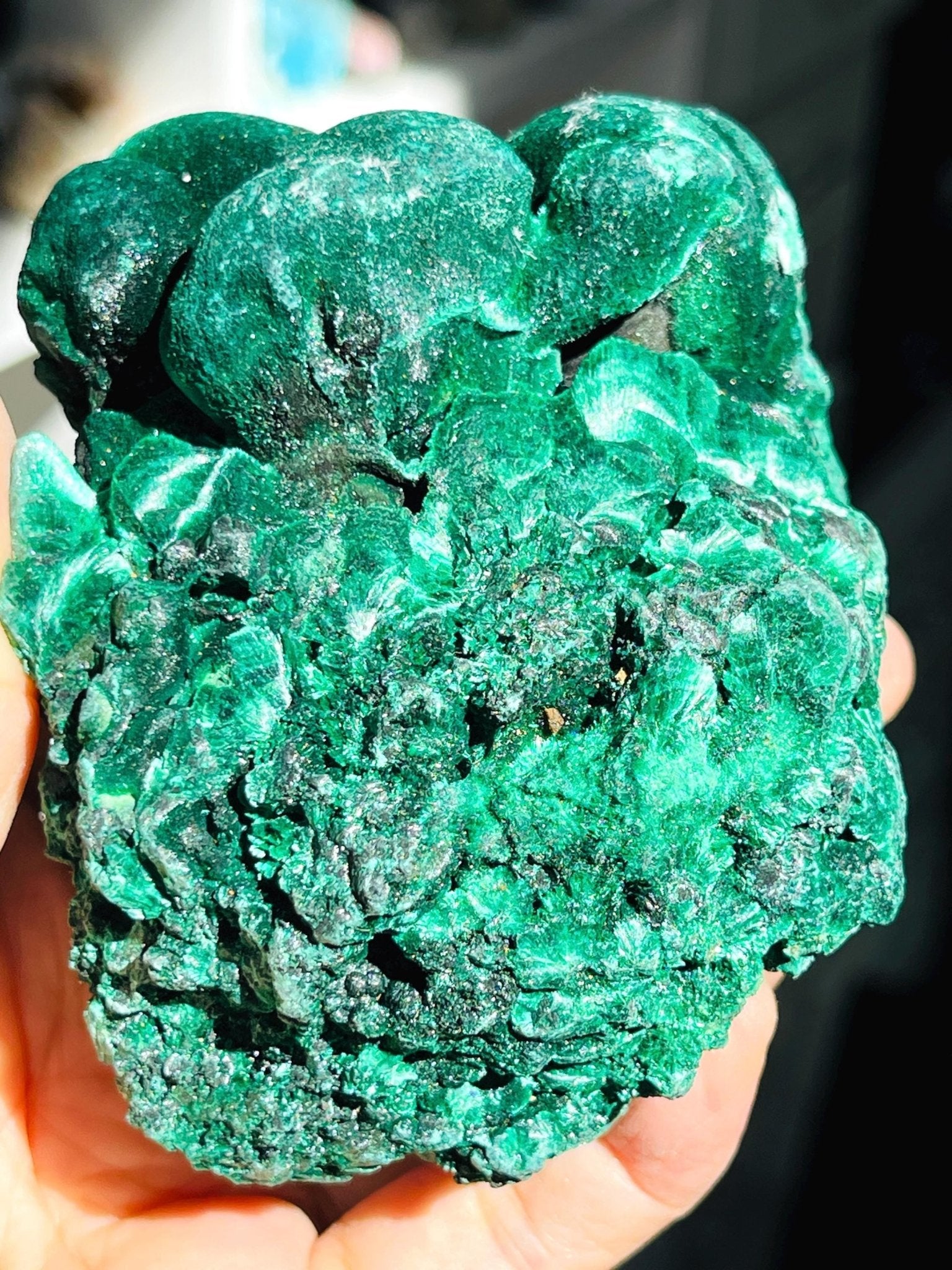 Malachite Specimen, Unique Velvet Cat eye Malachite, Rare Malachite Specimen, Raw Malachite Specimen, Crystal Gift, Unique Gift - Million Years Crystal