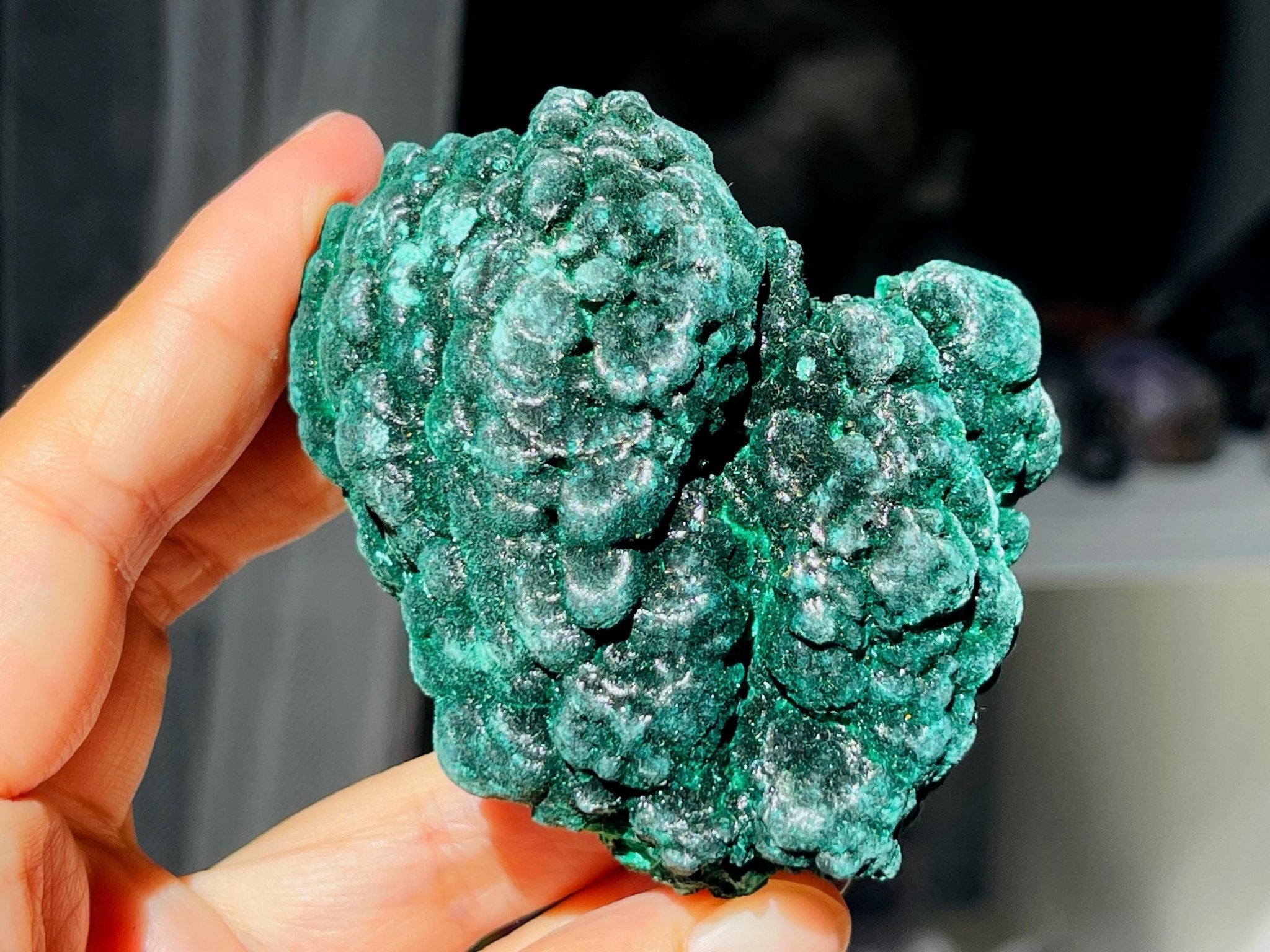 Malachite Specimen, Unique Velvet Cat eye Malachite, Rare Malachite Specimen, Raw Malachite Specimen, Crystal Gift, Unique Gift - Million Years Crystal