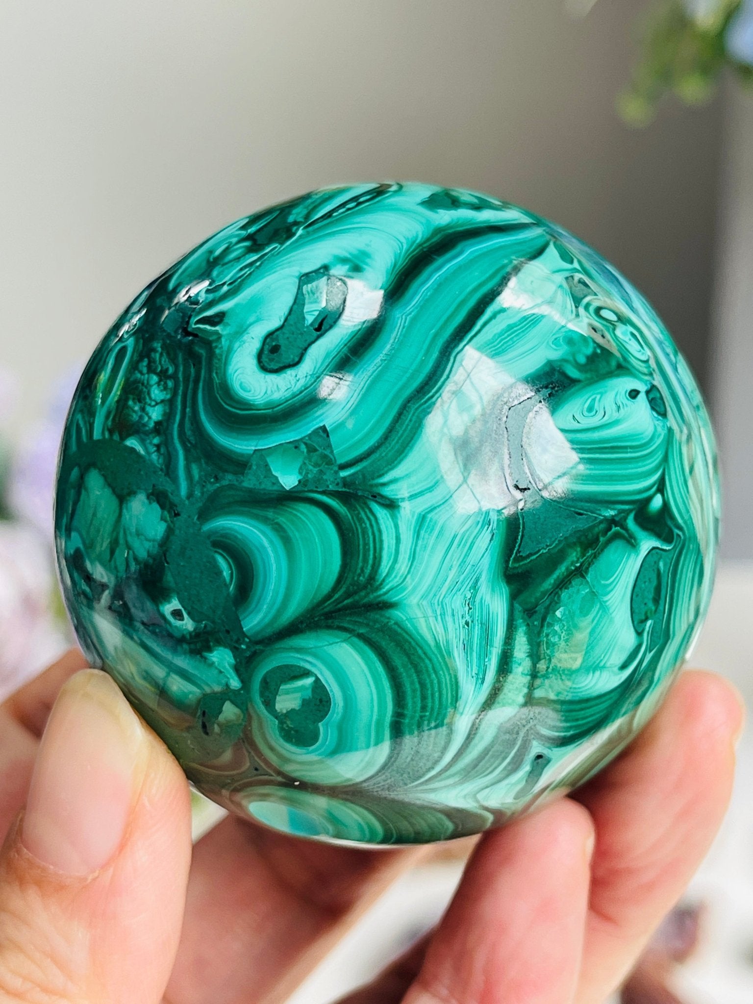 Malachite Sphere, Marvelous Natural Malachite Sphere, Malachite from Congo, Natural Malachite ball, Healing Crystal 2 - Million Years Crystal