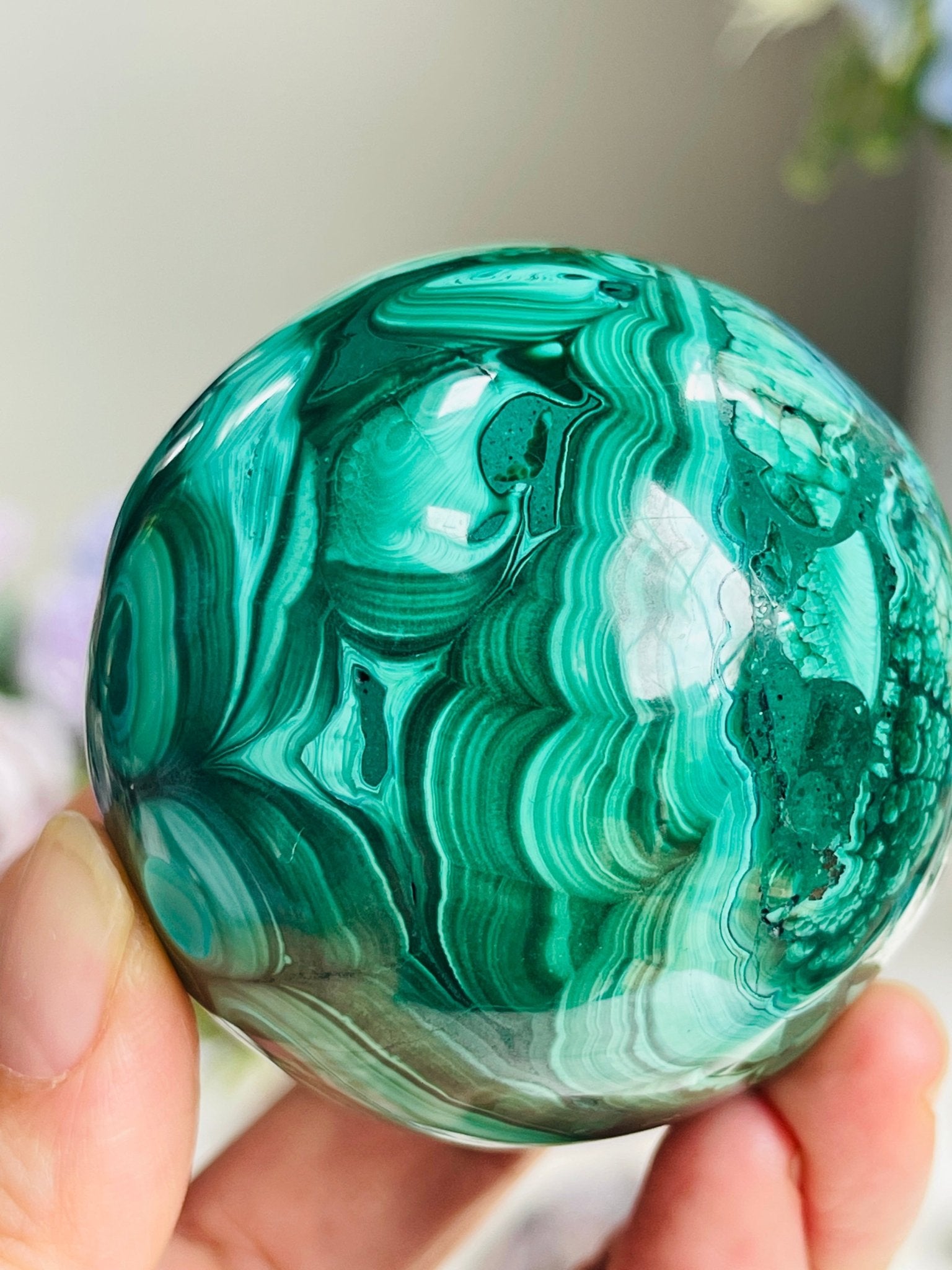 Malachite Sphere, Marvelous Natural Malachite Sphere, Malachite from Congo, Natural Malachite ball, Healing Crystal 2 - Million Years Crystal