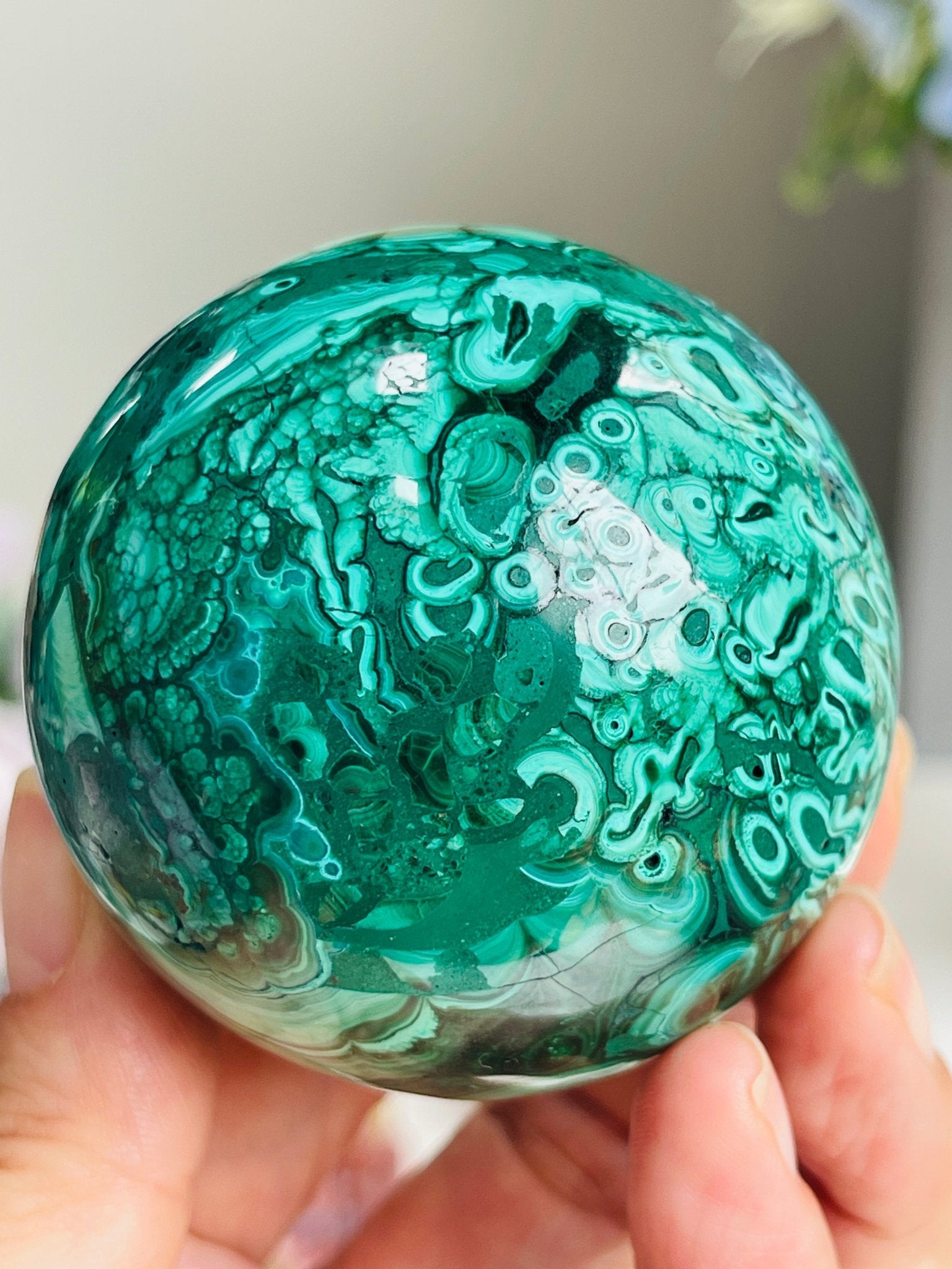 Malachite Sphere, Marvelous Natural Malachite Sphere, Malachite from Congo, Natural Malachite ball, Healing Crystal 2 - Million Years Crystal