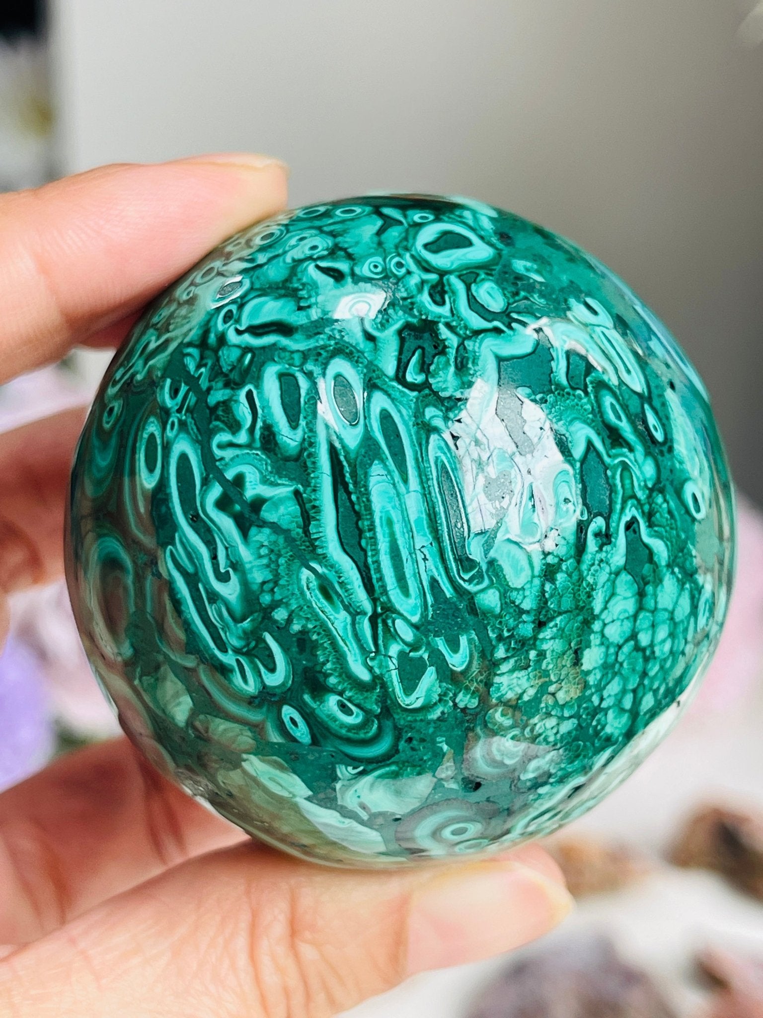 Malachite Sphere, Marvelous Natural Malachite Sphere, Malachite from Congo, Natural Malachite ball, Healing Crystal 2 - Million Years Crystal
