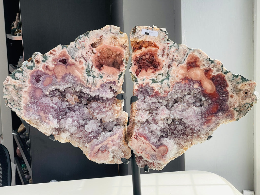Museum-Quality XXXXL Pink Amethyst Angel Wings on Stand | 62cm | Statement Crystal Décor - Million Years Crystal
