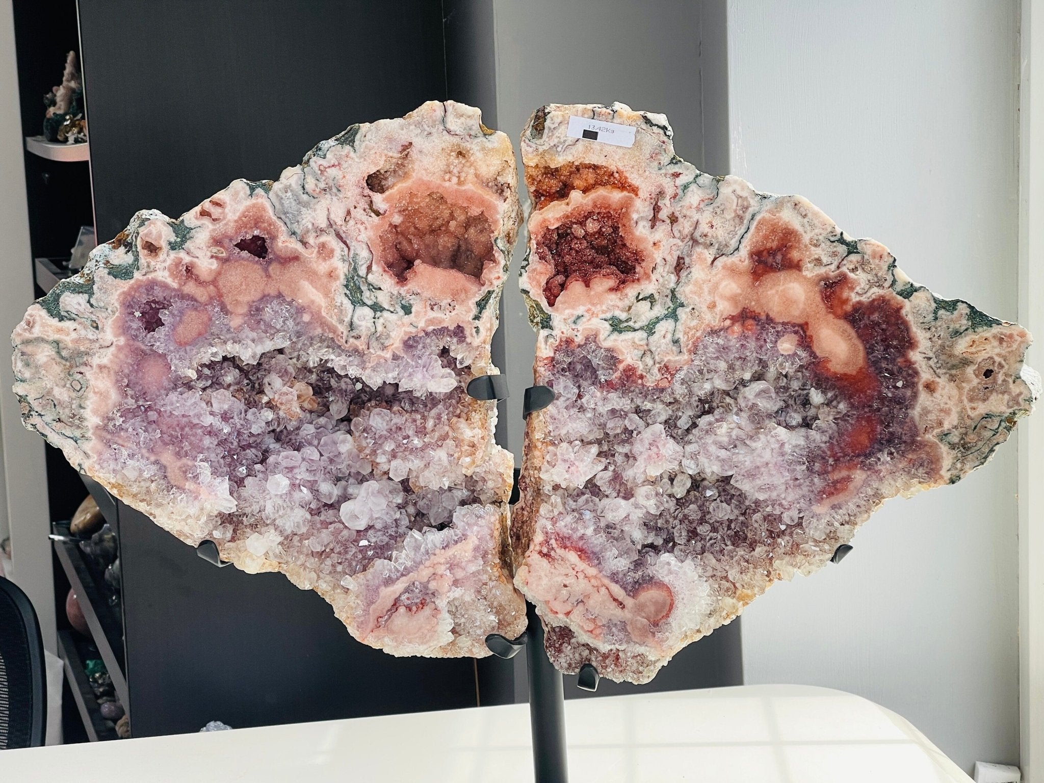 Museum-Quality XXXXL Pink Amethyst Angel Wings on Stand | 62cm | Statement Crystal Décor - Million Years Crystal