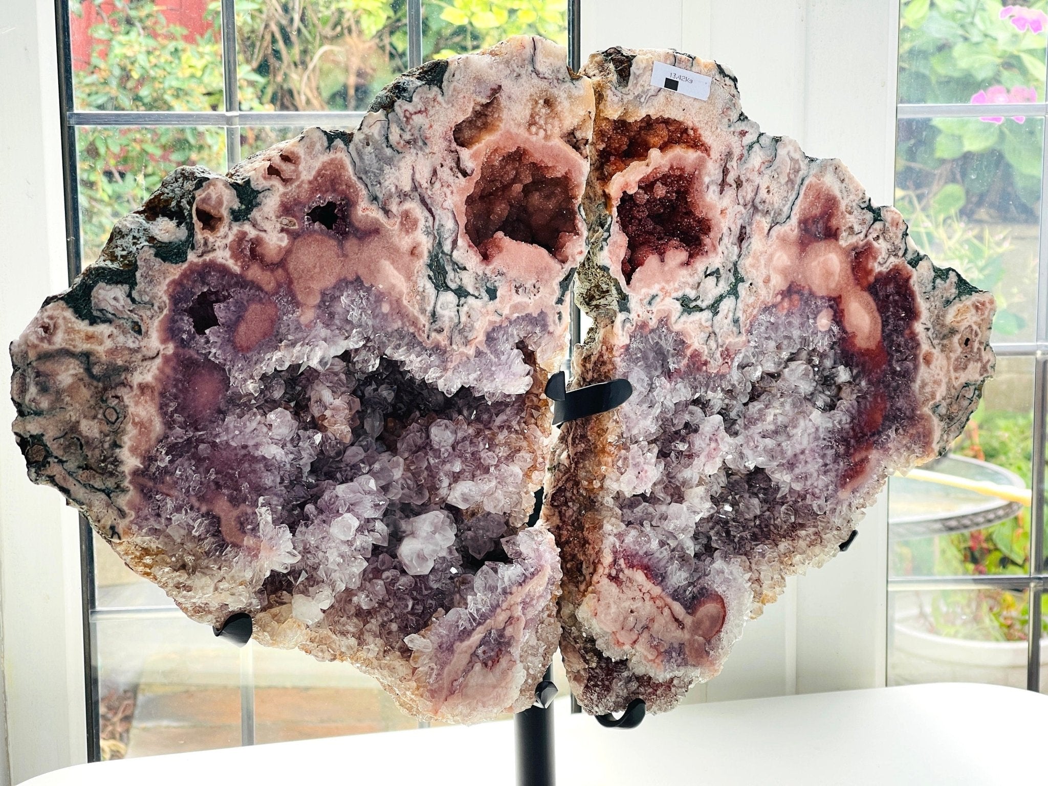 Museum-Quality XXXXL Pink Amethyst Angel Wings on Stand | 62cm | Statement Crystal Décor - Million Years Crystal