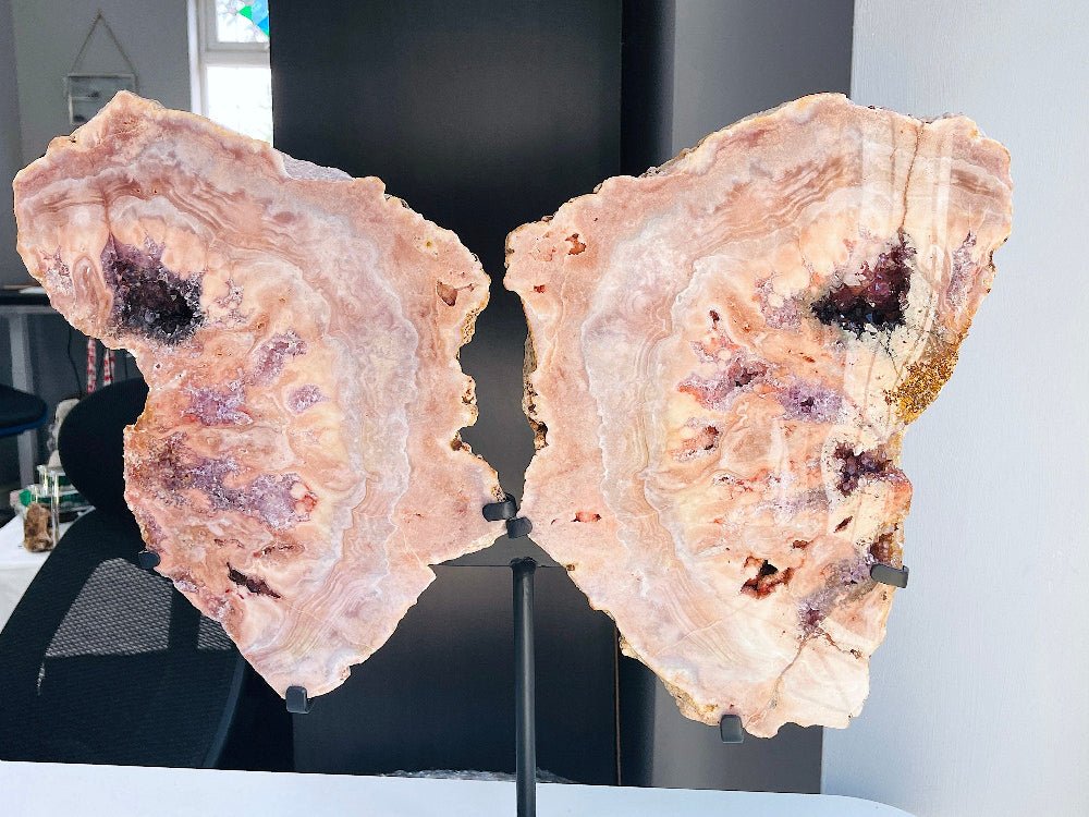 Museum Size Pink Amethyst Angel Wings XXXL Brazilian Collector Specimen on Custom Stand - Million Years Crystal