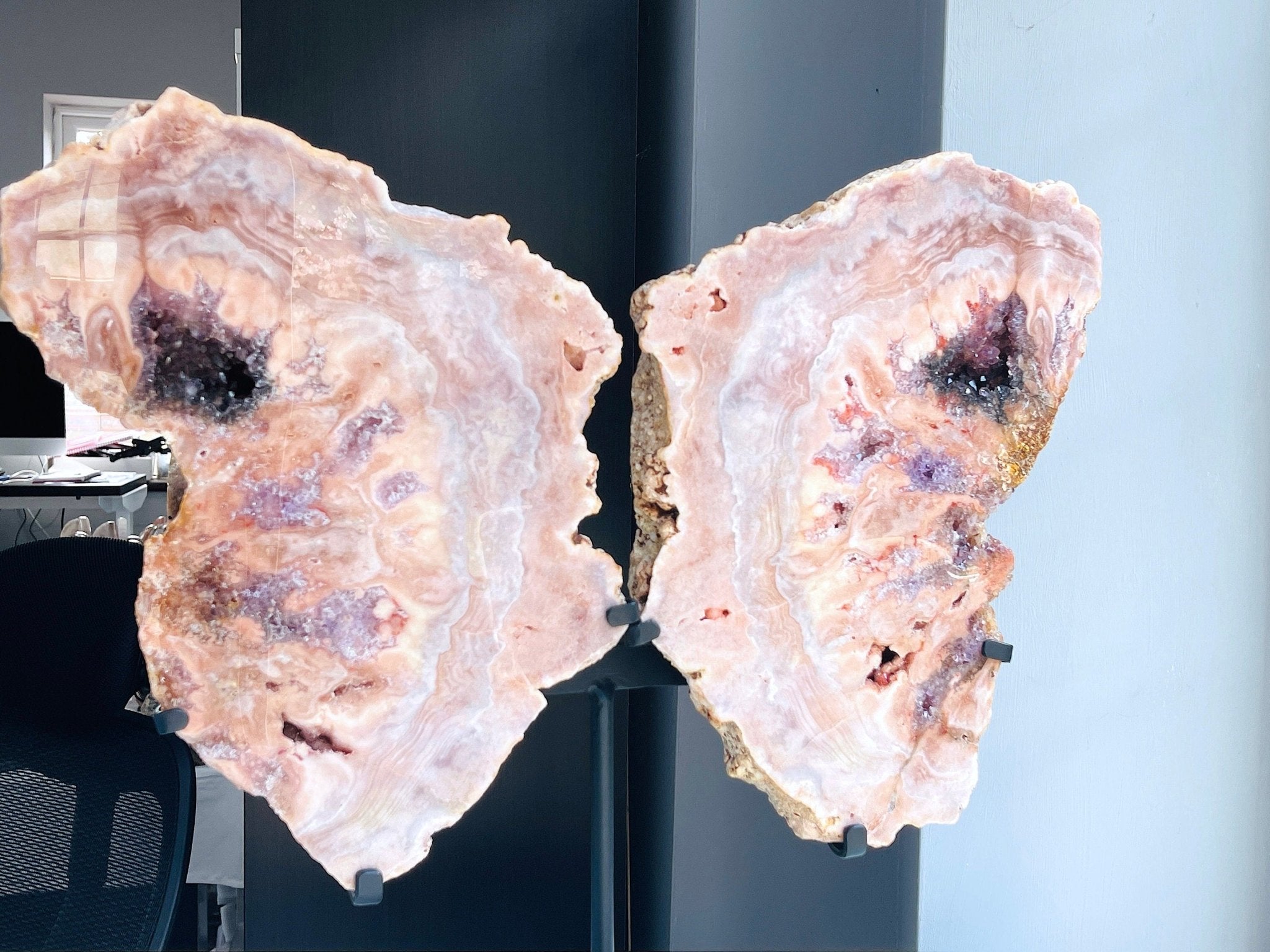 Museum Size Pink Amethyst Angel Wings XXXL Brazilian Collector Specimen on Custom Stand - Million Years Crystal
