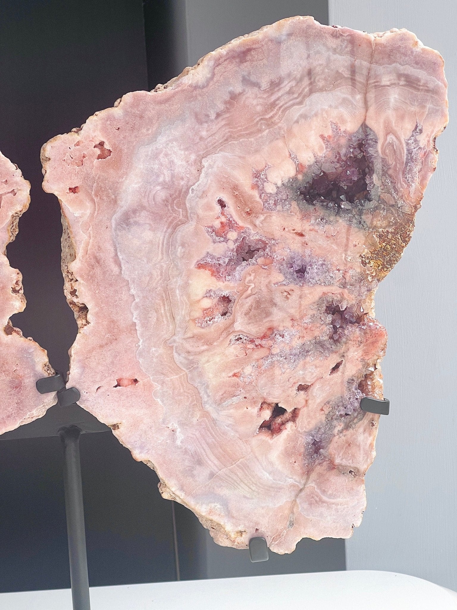 Museum Size Pink Amethyst Angel Wings XXXL Brazilian Collector Specimen on Custom Stand - Million Years Crystal
