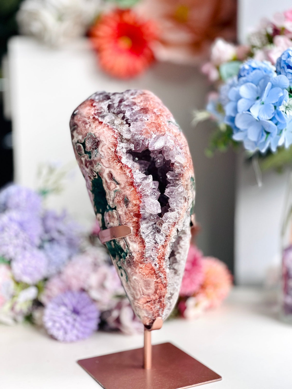 Natural Pink Amethyst Geode Freeform – "The May Bloom" | 4.1kg | Brazil - Million Years Crystal