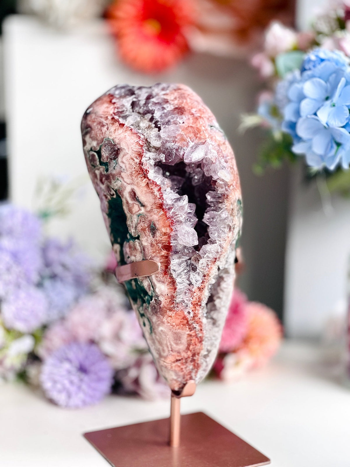 Natural Pink Amethyst Geode Freeform – "The May Bloom" | 4.1kg | Brazil - Million Years Crystal