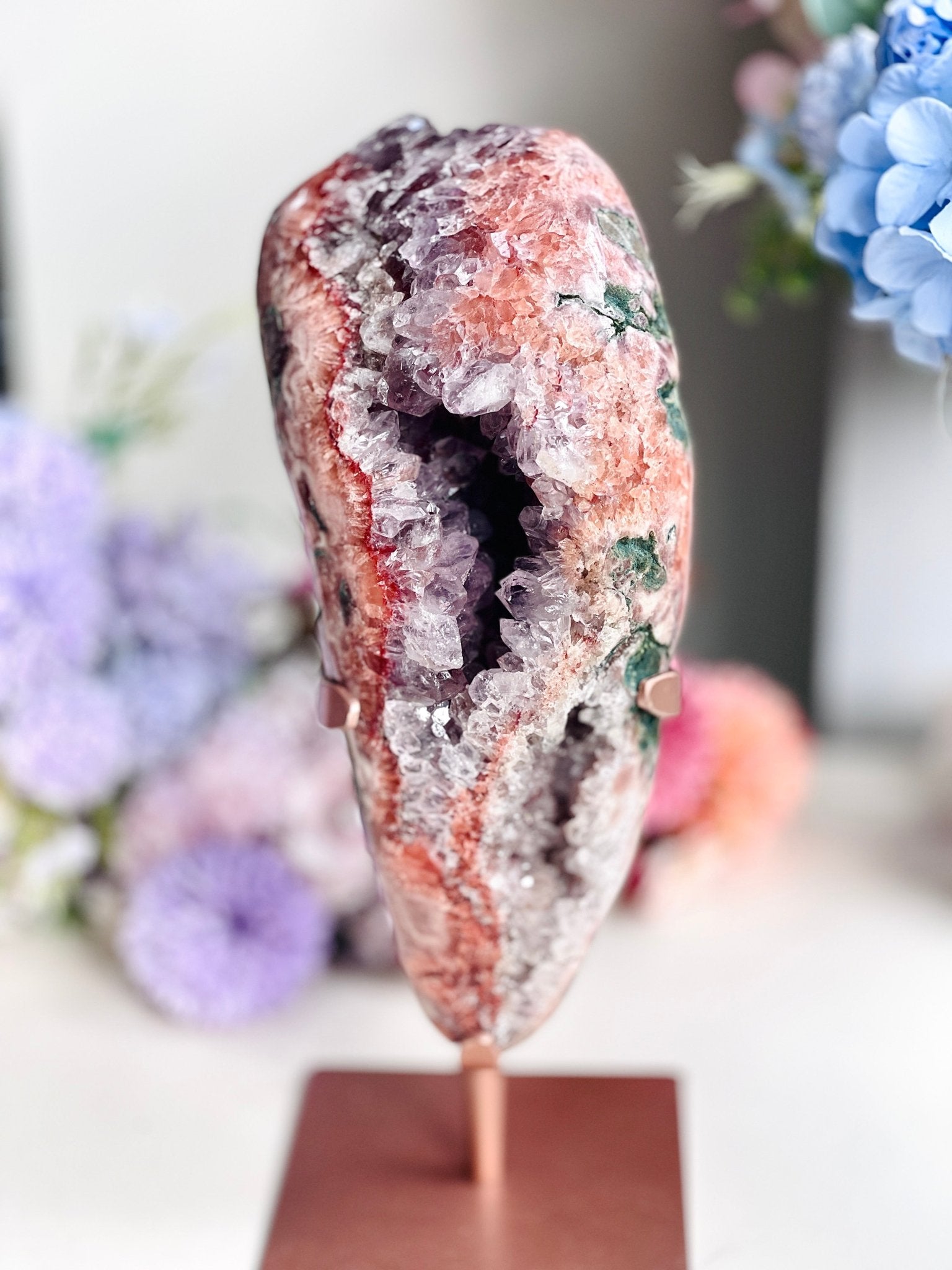 Natural Pink Amethyst Geode Freeform – "The May Bloom" | 4.1kg | Brazil - Million Years Crystal