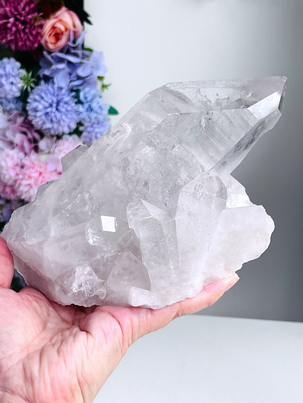 Natural Quartz Crystal, 1.2kg Large Quartz Crystal with big points, Healing Crystals, Crystal Gift -2 - Million Years Crystal