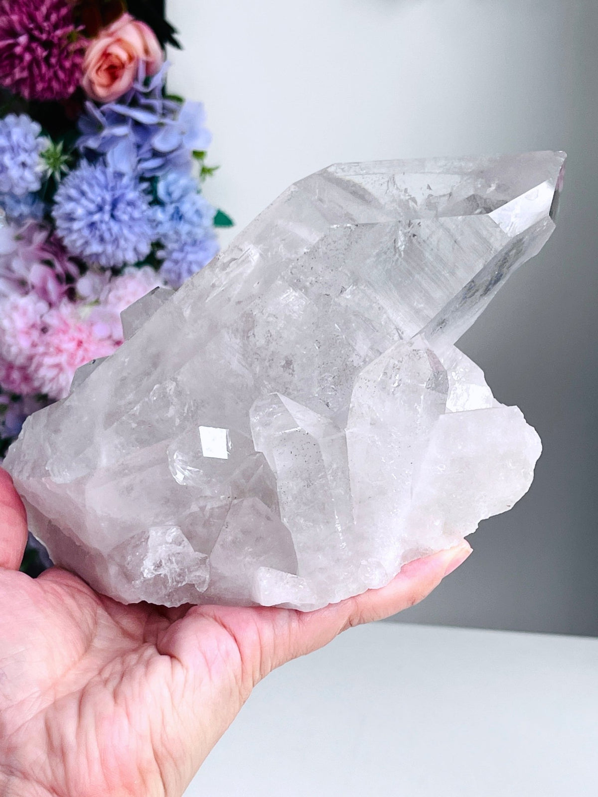 Natural Quartz Crystal, 1.2kg Large Quartz Crystal with big points, Healing Crystals, Crystal Gift -2 - Million Years Crystal