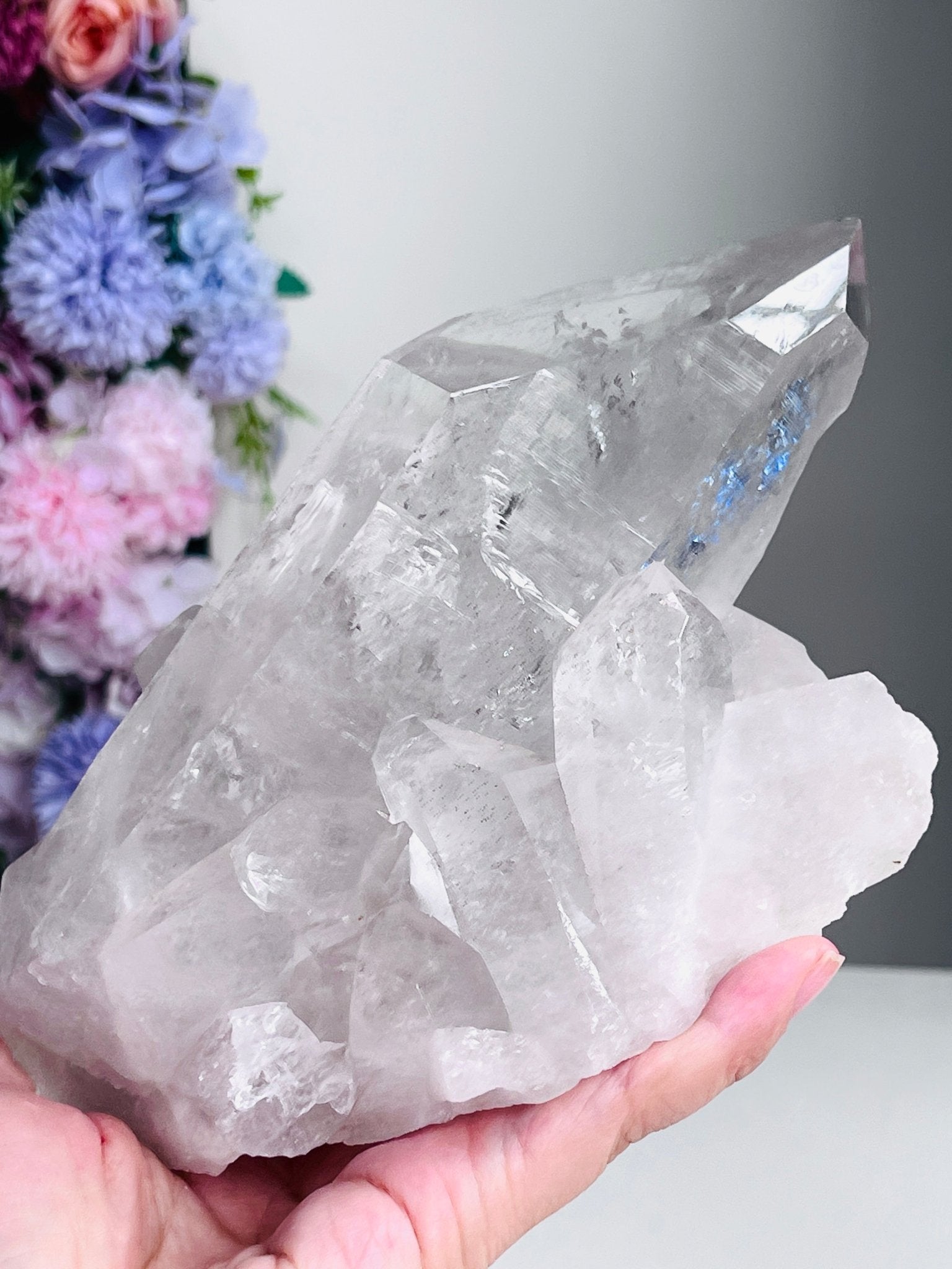 Natural Quartz Crystal, 1.2kg Large Quartz Crystal with big points, Healing Crystals, Crystal Gift -2 - Million Years Crystal