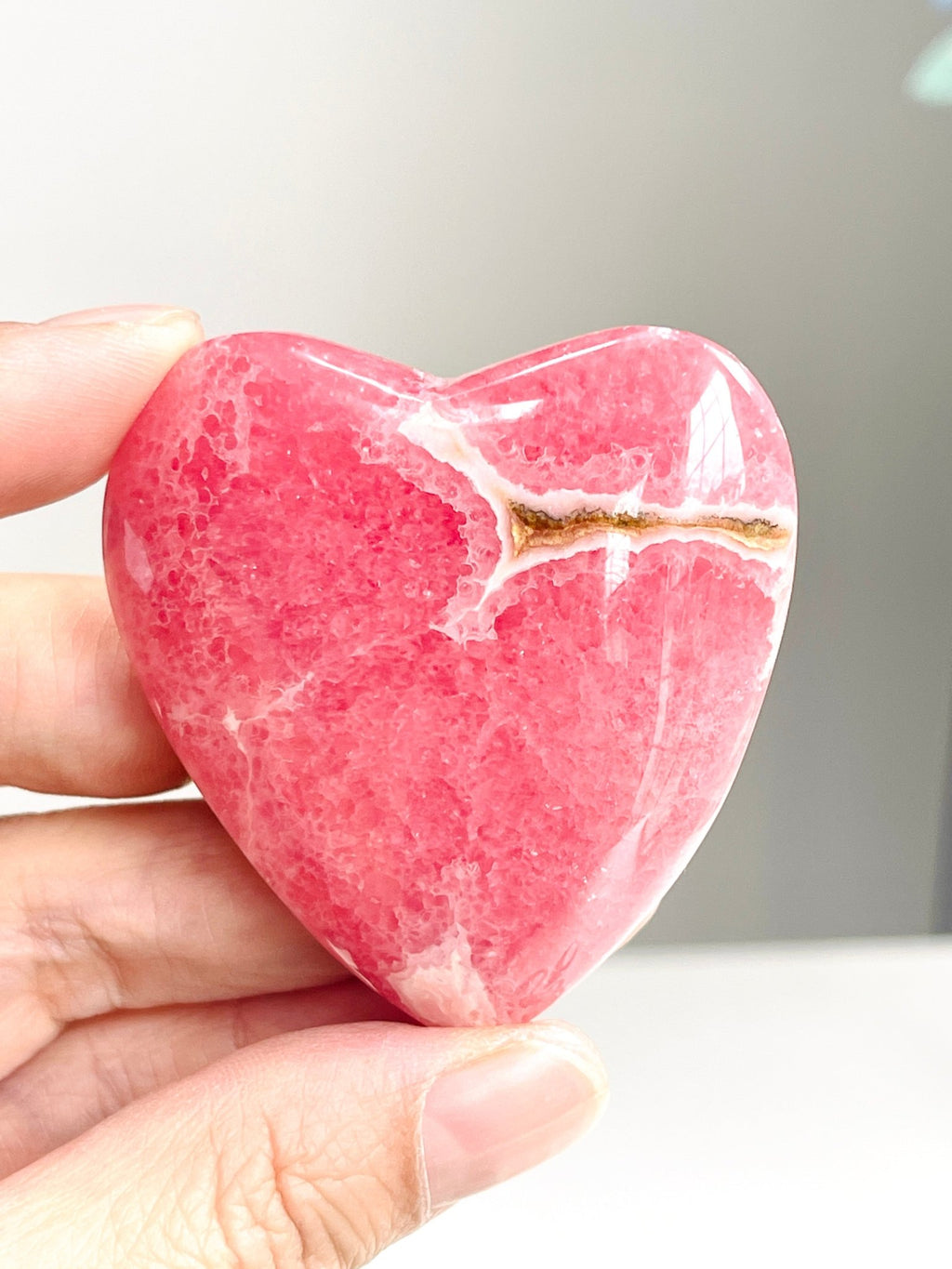 Natural Rhodochrosite heart, 50m Argentina Banded Rhodochrosite heart , Top Grade Rhodochrosite from Argentina, Pink Rhodochrosite - Million Years Crystal