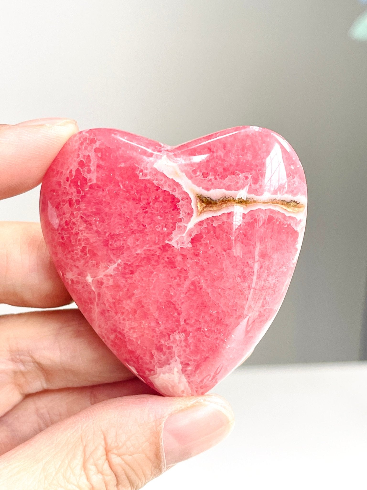 Natural Rhodochrosite heart, 50m Argentina Banded Rhodochrosite heart , Top Grade Rhodochrosite from Argentina, Pink Rhodochrosite - Million Years Crystal