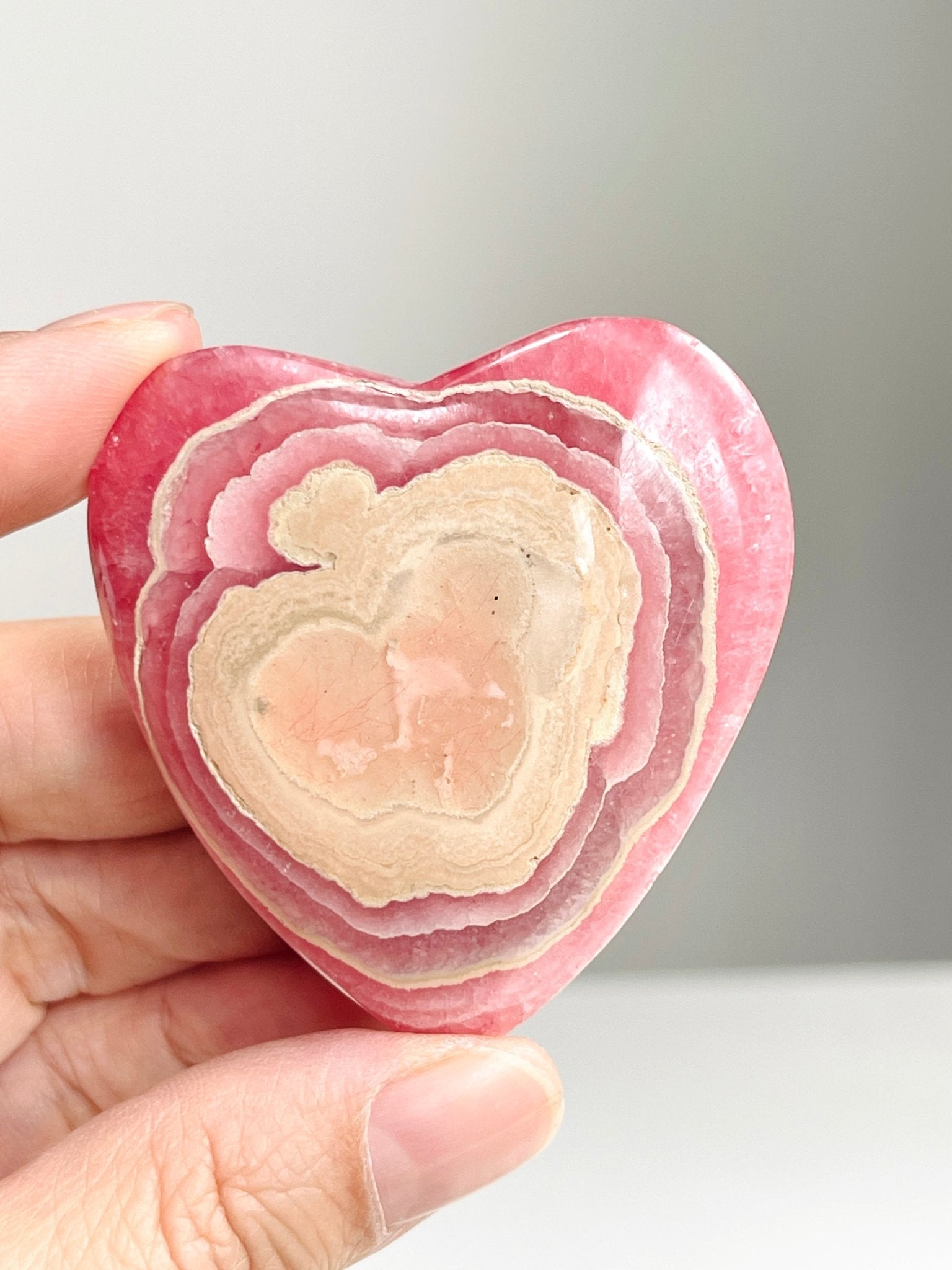 Natural Rhodochrosite heart, 50m Argentina Banded Rhodochrosite heart , Top Grade Rhodochrosite from Argentina, Pink Rhodochrosite - Million Years Crystal