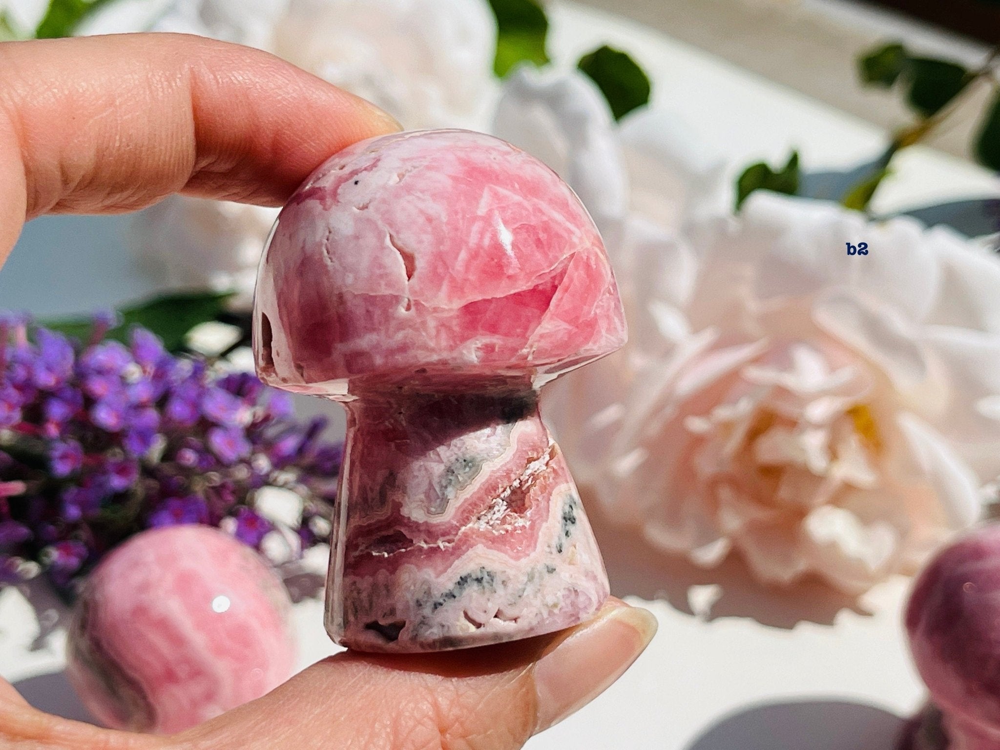 Natural Rhodochrosite Mushroom, AAA Grade Argentina Rhodochrosite Mushroom , 24-84g Rhodochrosite Mushroom, Pink Rhodochrosite - Million Years Crystal