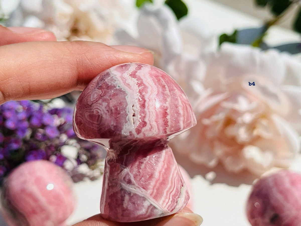 Natural Rhodochrosite Mushroom, AAA Grade Argentina Rhodochrosite Mushroom , 24-84g Rhodochrosite Mushroom, Pink Rhodochrosite - Million Years Crystal