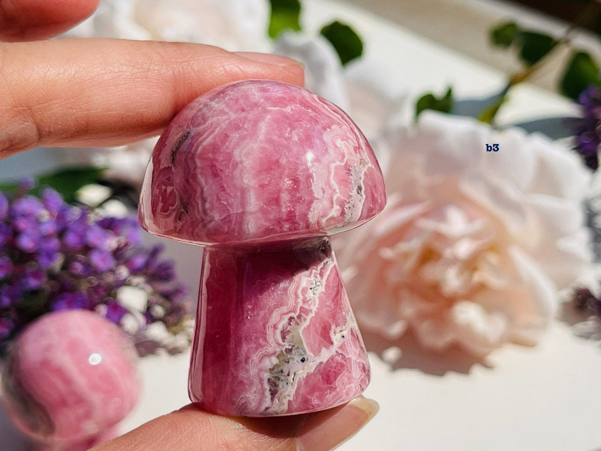 Natural Rhodochrosite Mushroom, AAA Grade Argentina Rhodochrosite Mushroom , 24-84g Rhodochrosite Mushroom, Pink Rhodochrosite - Million Years Crystal