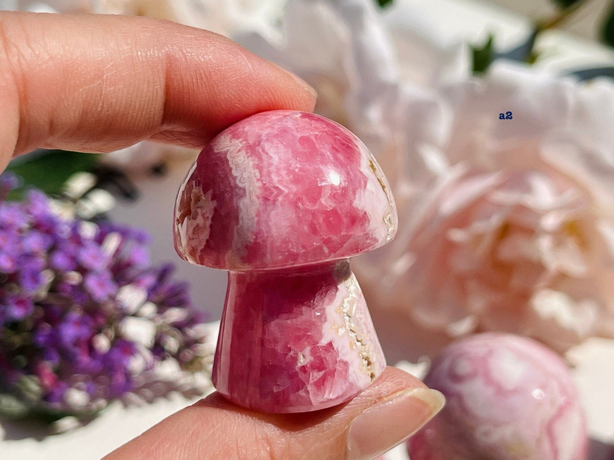 Natural Rhodochrosite Mushroom, AAA Grade Argentina Rhodochrosite Mushroom , 24-84g Rhodochrosite Mushroom, Pink Rhodochrosite - Million Years Crystal