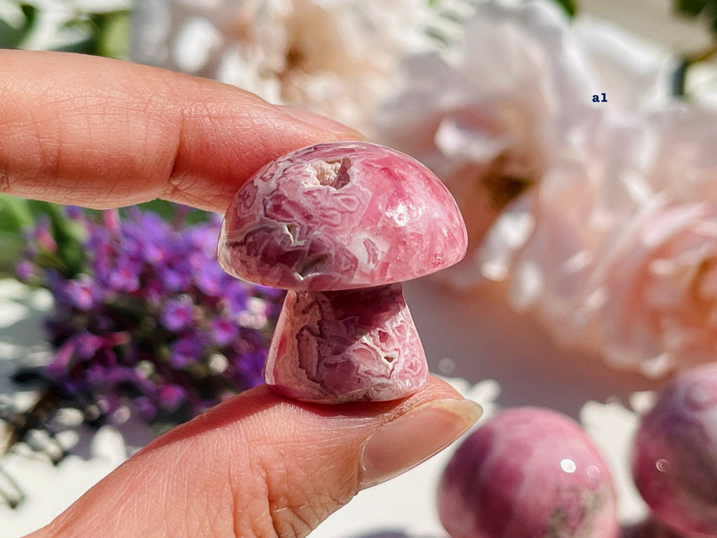 Natural Rhodochrosite Mushroom, AAA Grade Argentina Rhodochrosite Mushroom , 24-84g Rhodochrosite Mushroom, Pink Rhodochrosite - Million Years Crystal