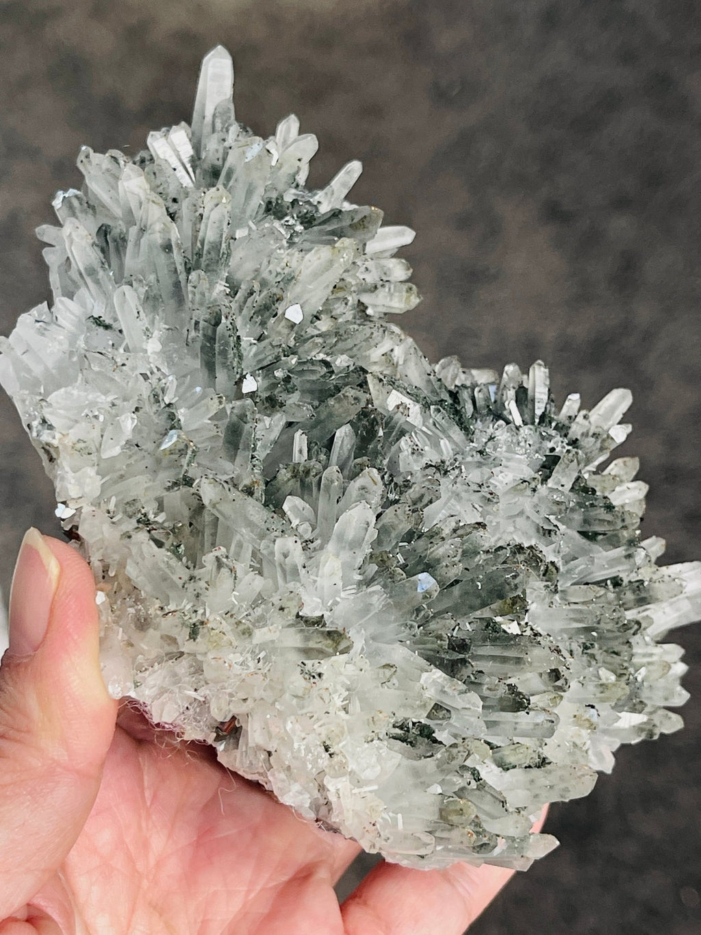 Needle Quartz Cluster with Epidote & Pyrite | Bulgaria Mineral Specimen - Million Years Crystal