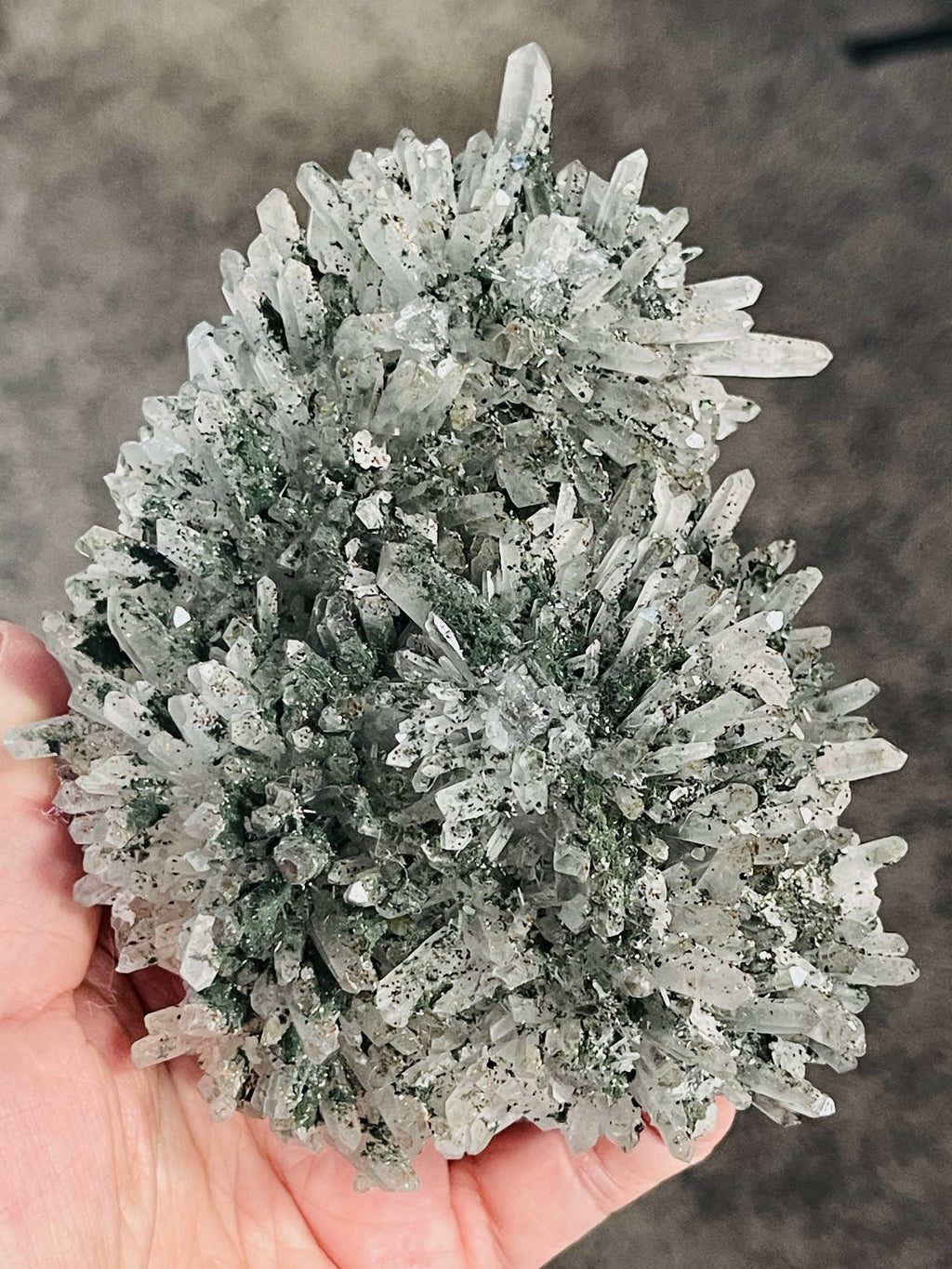Needle Quartz Cluster with Epidote & Pyrite | Bulgaria Mineral Specimen - Million Years Crystal