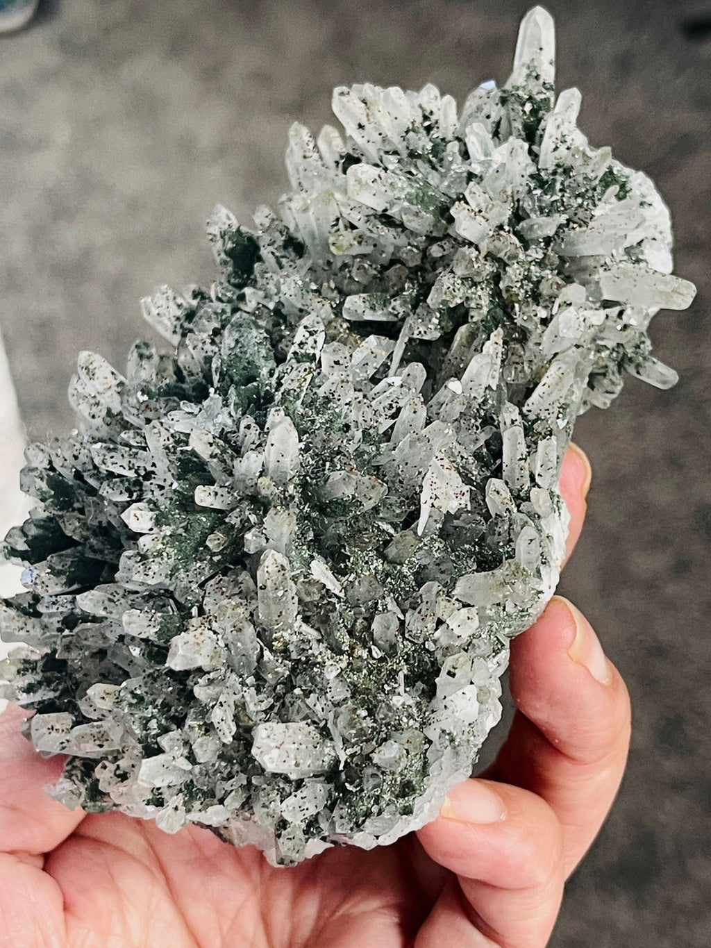 Needle Quartz Cluster with Epidote & Pyrite | Bulgaria Mineral Specimen - Million Years Crystal