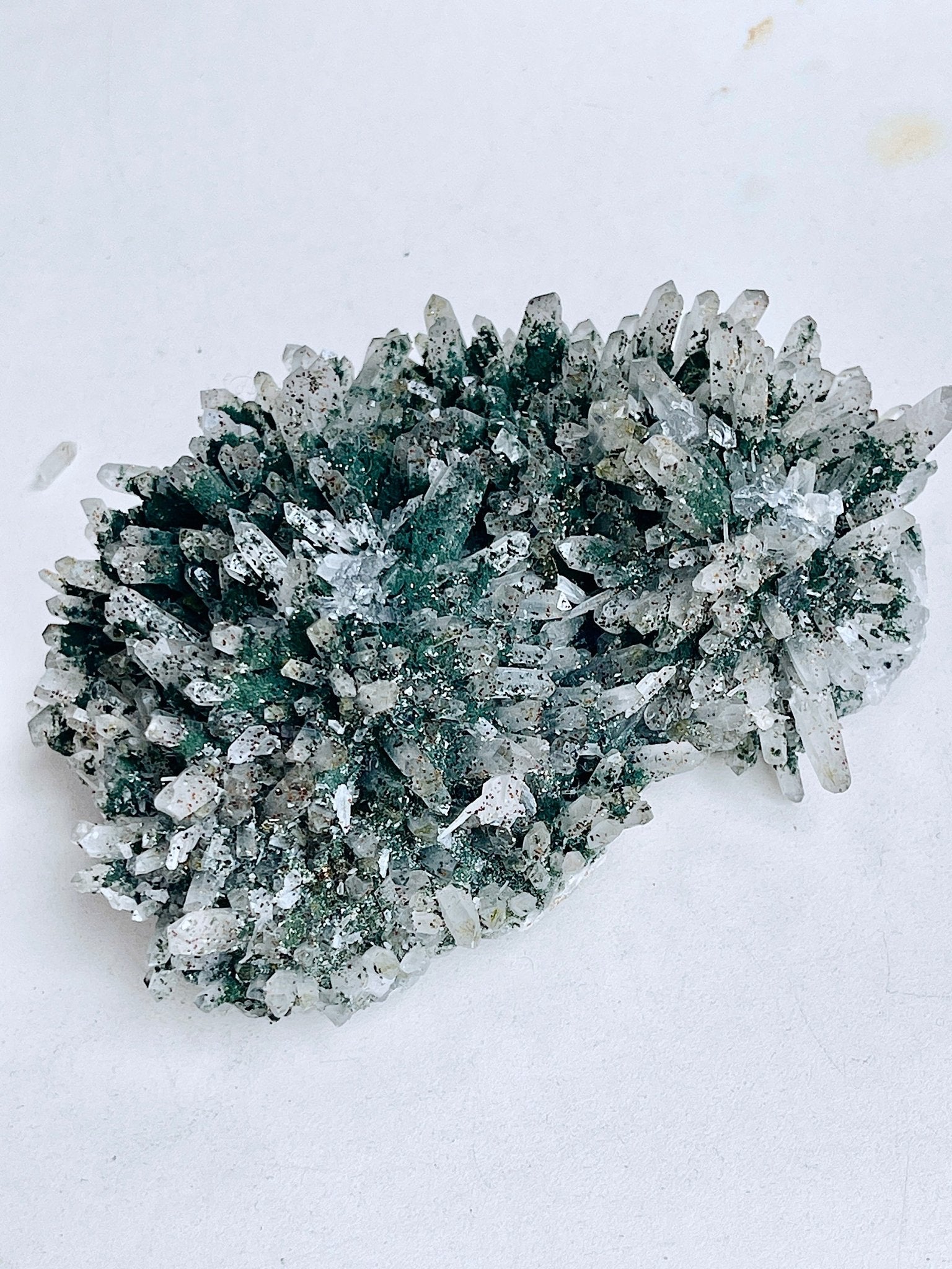 Needle Quartz Cluster with Epidote & Pyrite | Bulgaria Mineral Specimen - Million Years Crystal