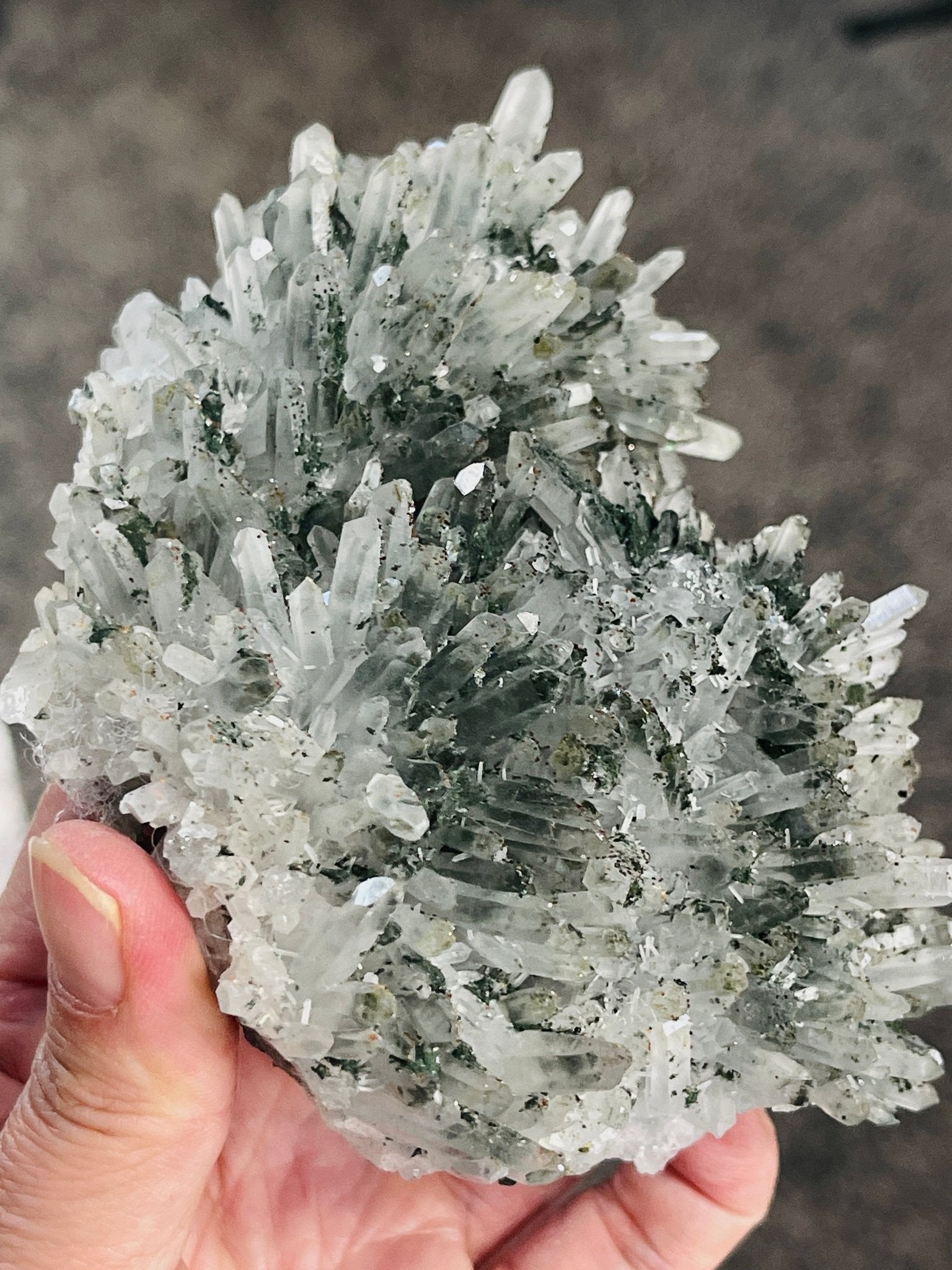 Needle Quartz Cluster with Epidote & Pyrite | Bulgaria Mineral Specimen - Million Years Crystal