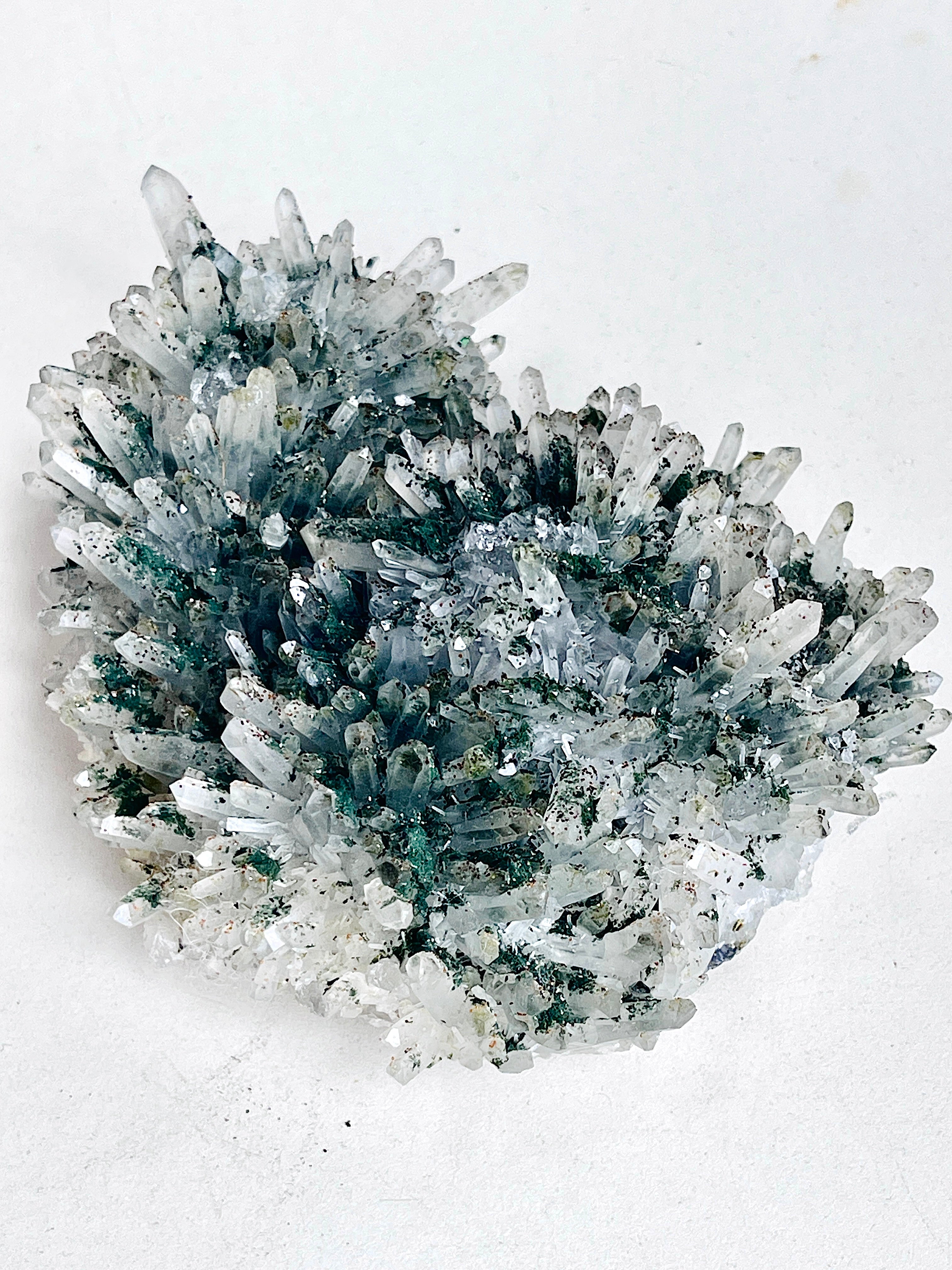 Needle Quartz Cluster with Epidote & Pyrite | Bulgaria Mineral Specimen