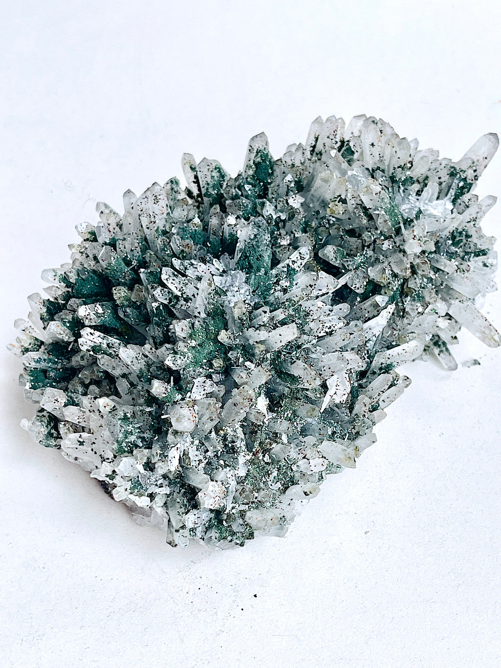 Needle Quartz Cluster with Epidote & Pyrite | Bulgaria Mineral Specimen