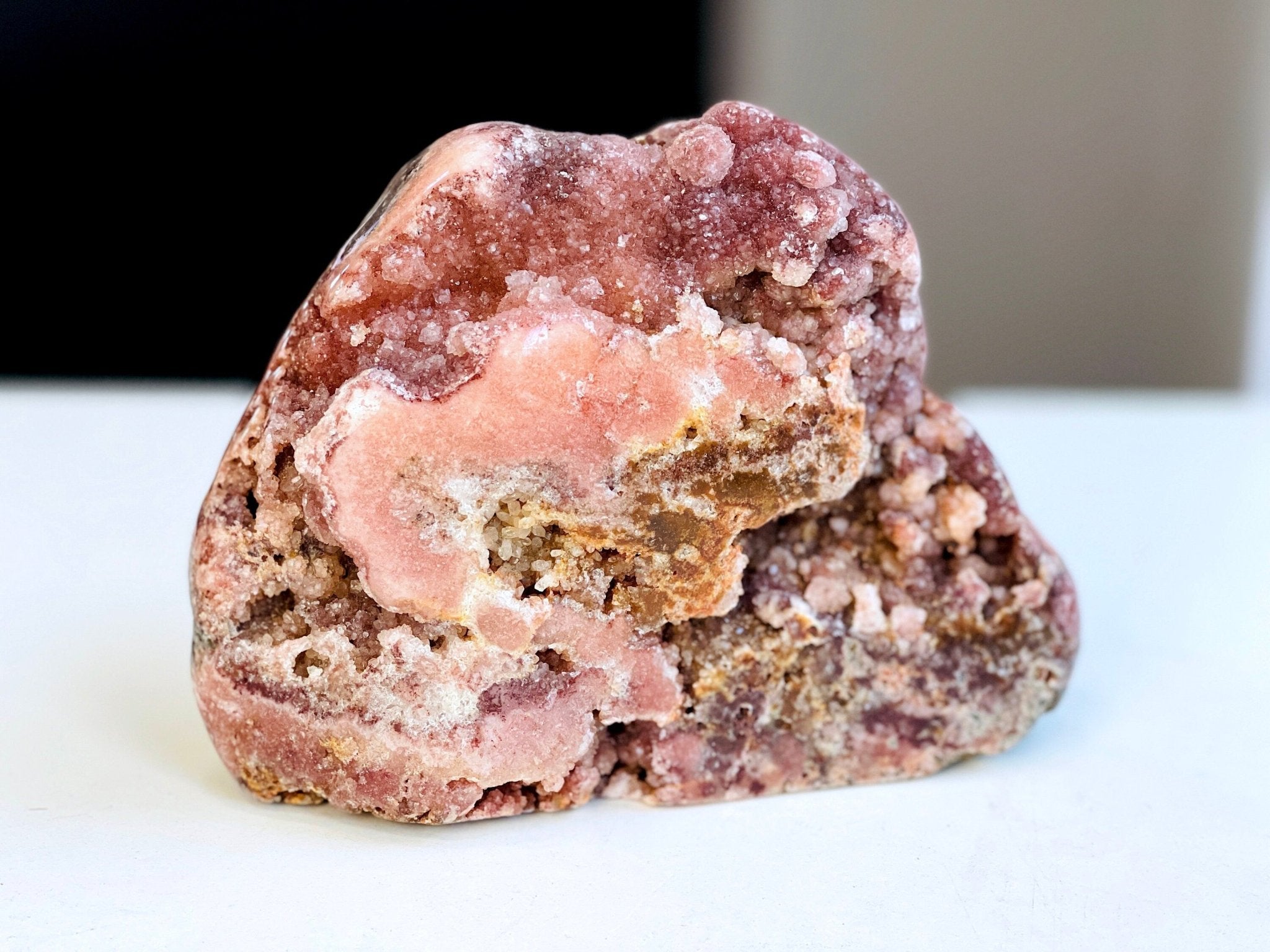 Pink Amethyst, 1.55kg Pink Amethyst Freefrom with Quartz Druzy, Pink Amethyst Stand, Pink Amethyst Crystal,Crystal Gift,Home decor - Million Years Crystal