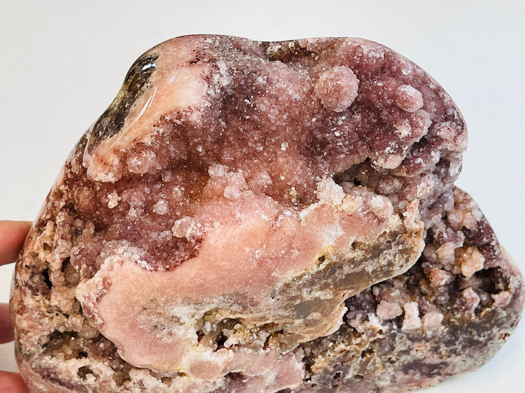 Pink Amethyst, 1.55kg Pink Amethyst Freefrom with Quartz Druzy, Pink Amethyst Stand, Pink Amethyst Crystal,Crystal Gift,Home decor - Million Years Crystal