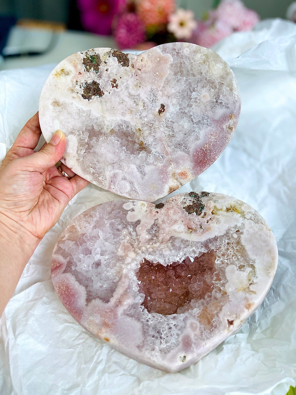 Pink Amethyst, 2.75kg High Quality Paired Pink Amethyst Heart, Pink Amethyst Heart Set, Pink Amethyst Crystals, Crystal Gift, Wedding Gift - Million Years Crystal